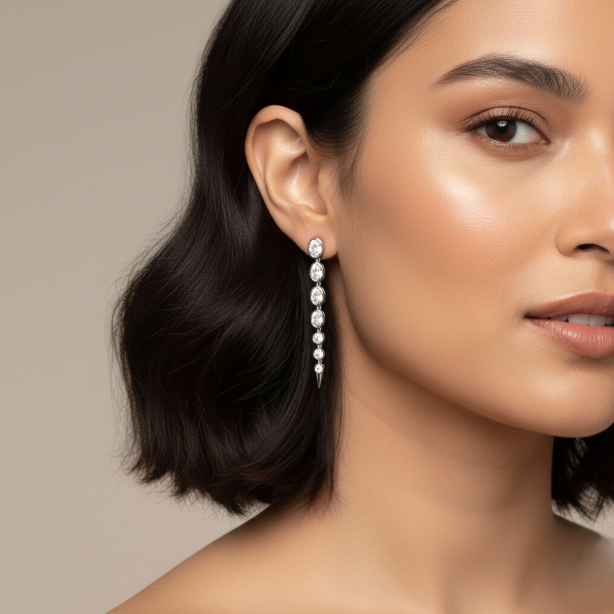 LGD Oval & Round Drop Earrings — View 1