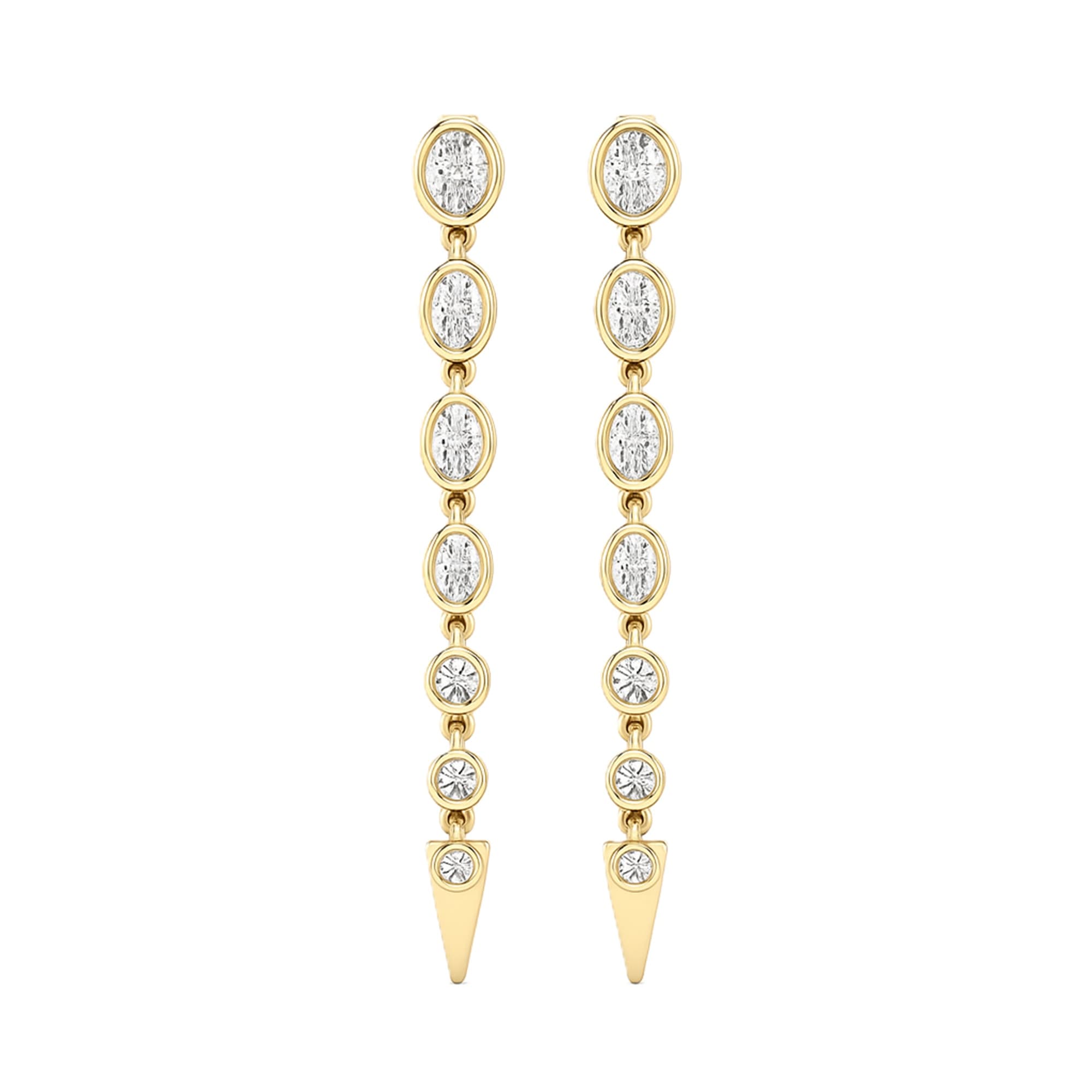 LGD Oval & Round Drop Earrings (2.3 ct. tw.), On hand view in yellow gold
