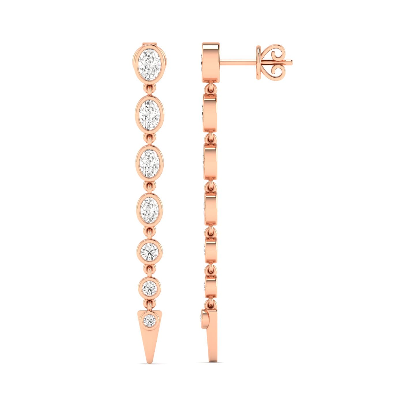 LGD Oval & Round Drop Earrings (2.3 ct. tw.), Side view in rose gold