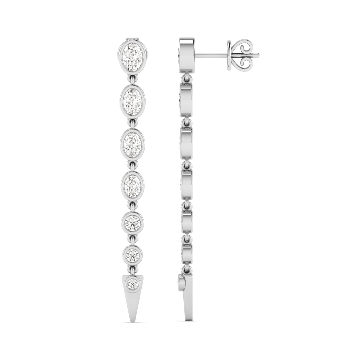 LGD Oval & Round Drop Earrings (2.3 ct. tw.), Side view in white gold or platinum