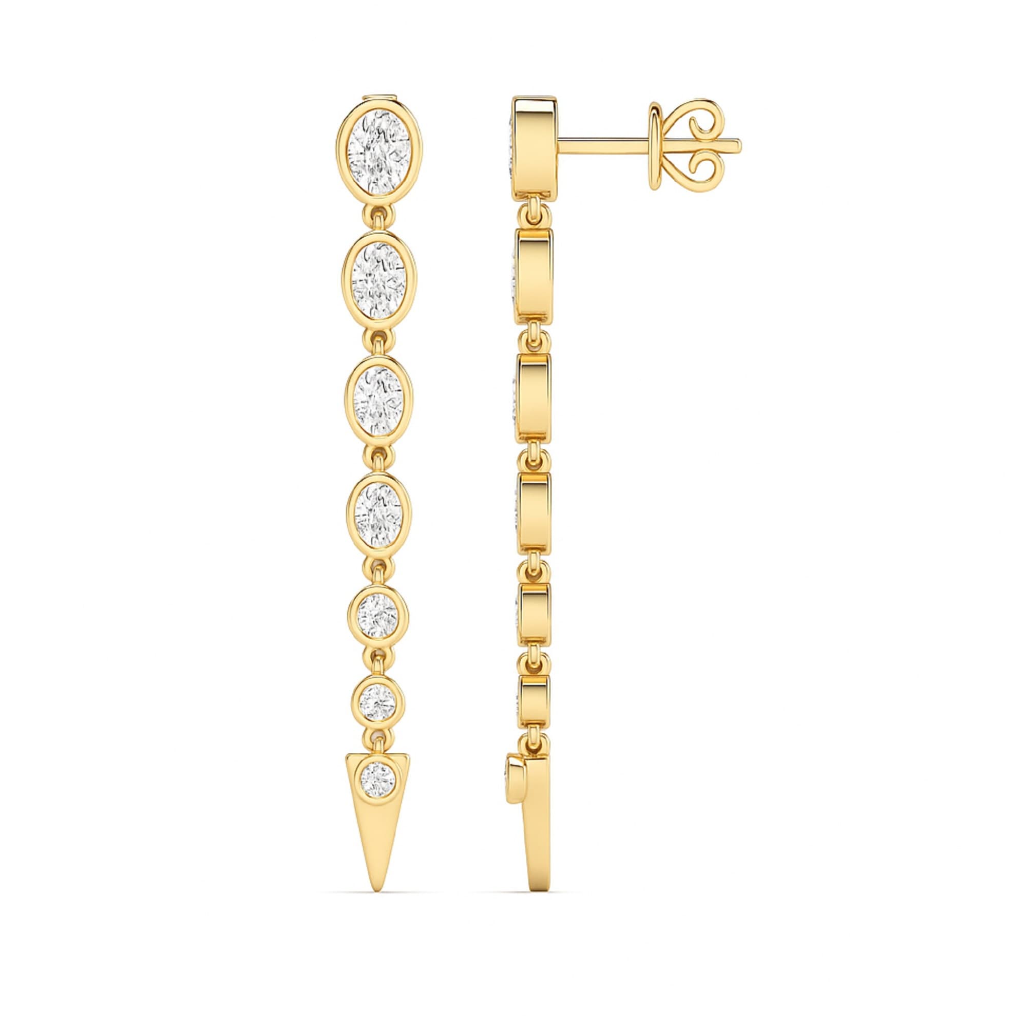 LGD Oval & Round Drop Earrings (2.3 ct. tw.), Top view in yellow gold