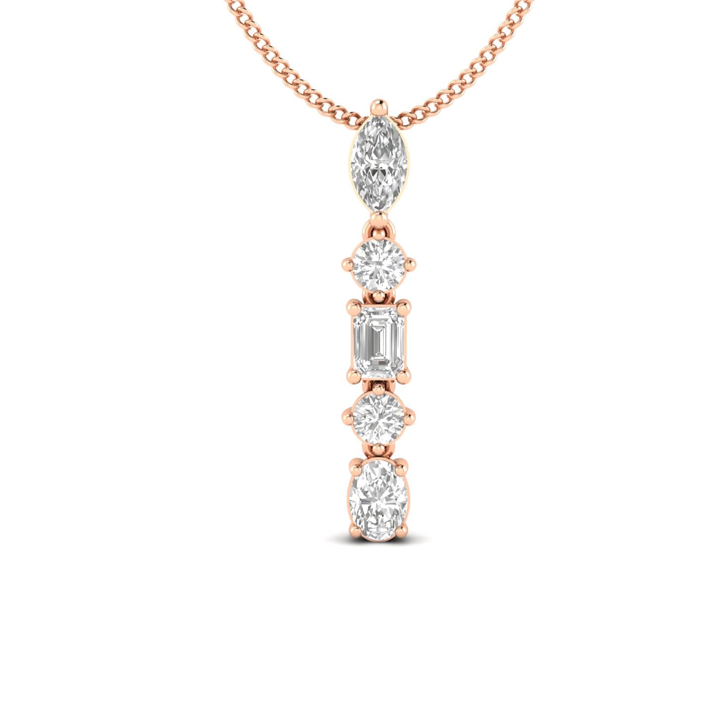 LGD Multi-Shape Pendant (2 ct. tw.), Front view in rose gold