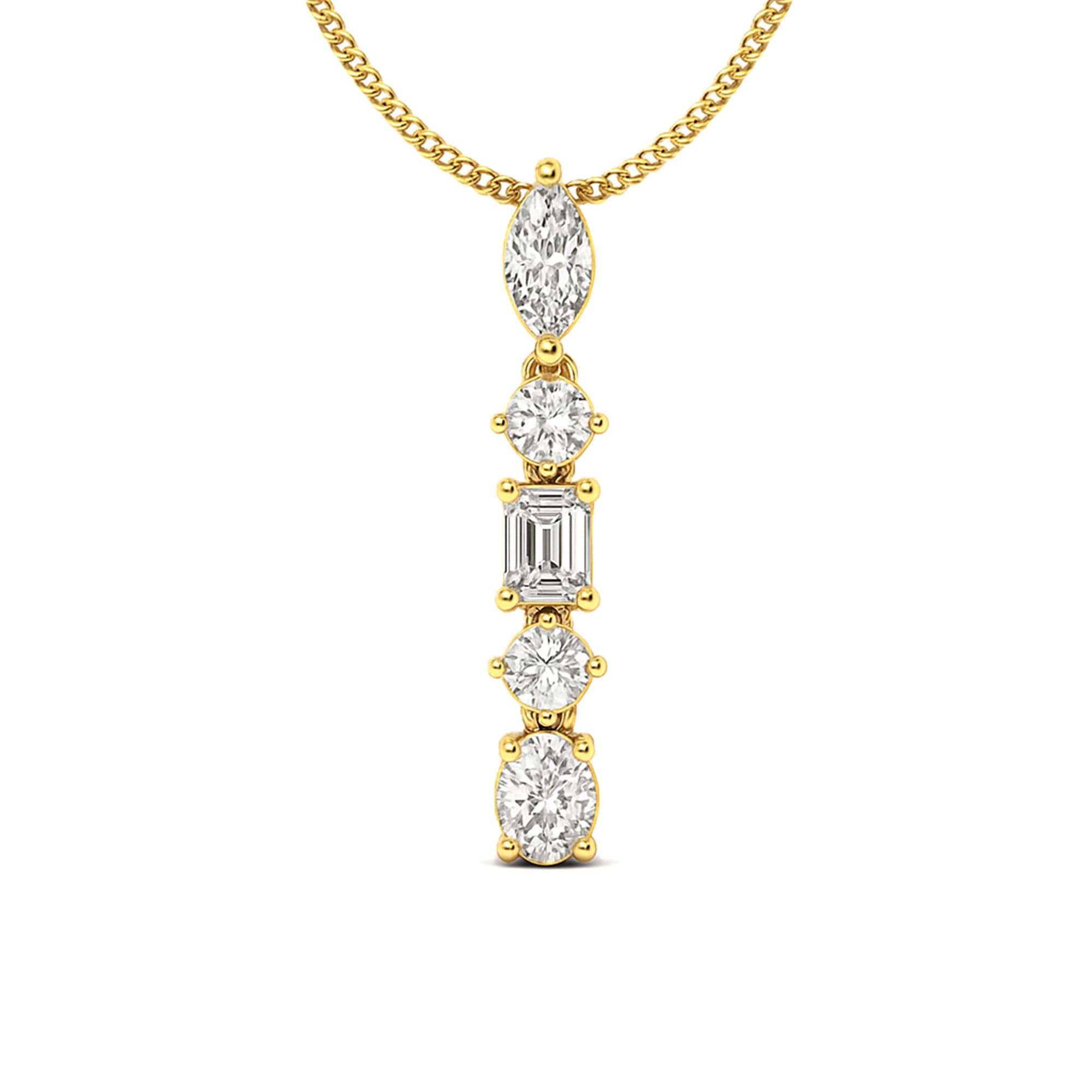 LGD Multi-Shape Pendant (2 ct. tw.), On hand view in yellow gold