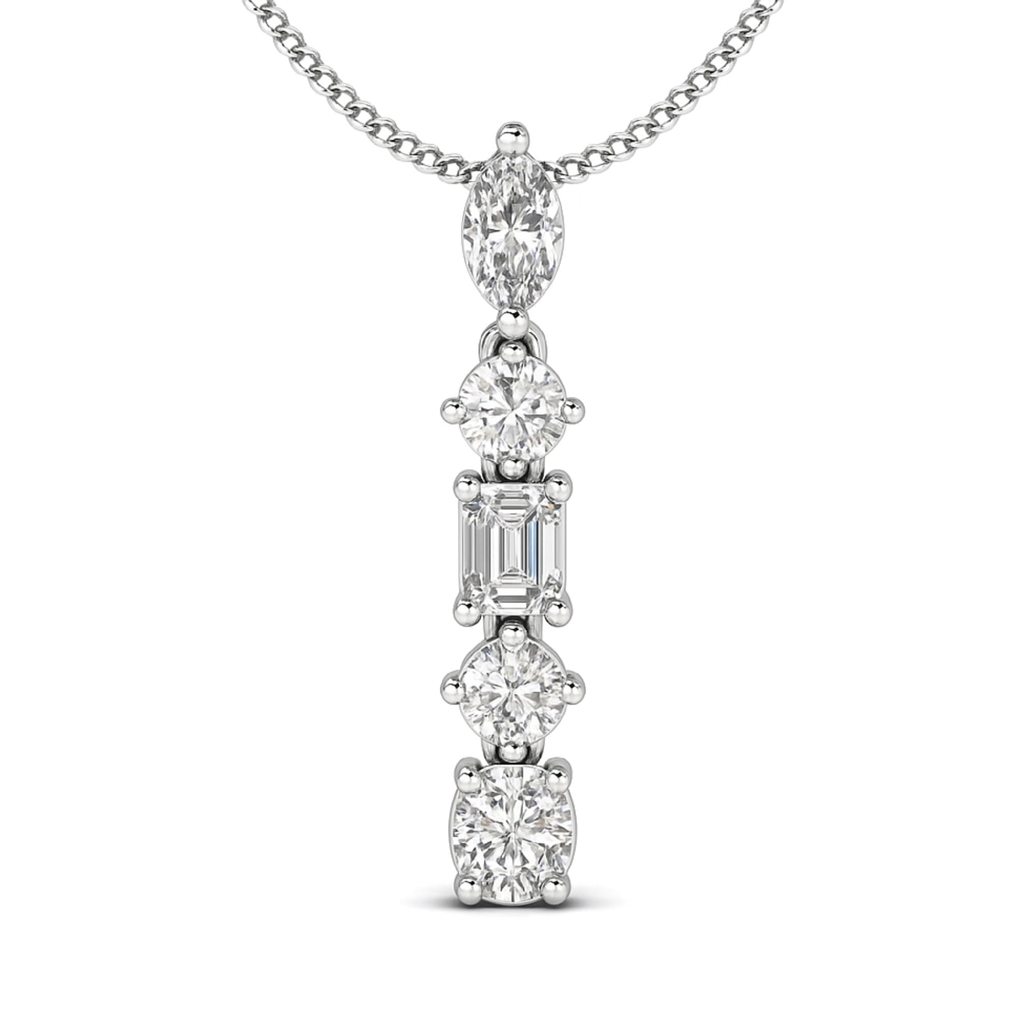 LGD Multi-Shape Pendant (2 ct. tw.), On hand view in white gold or platinum