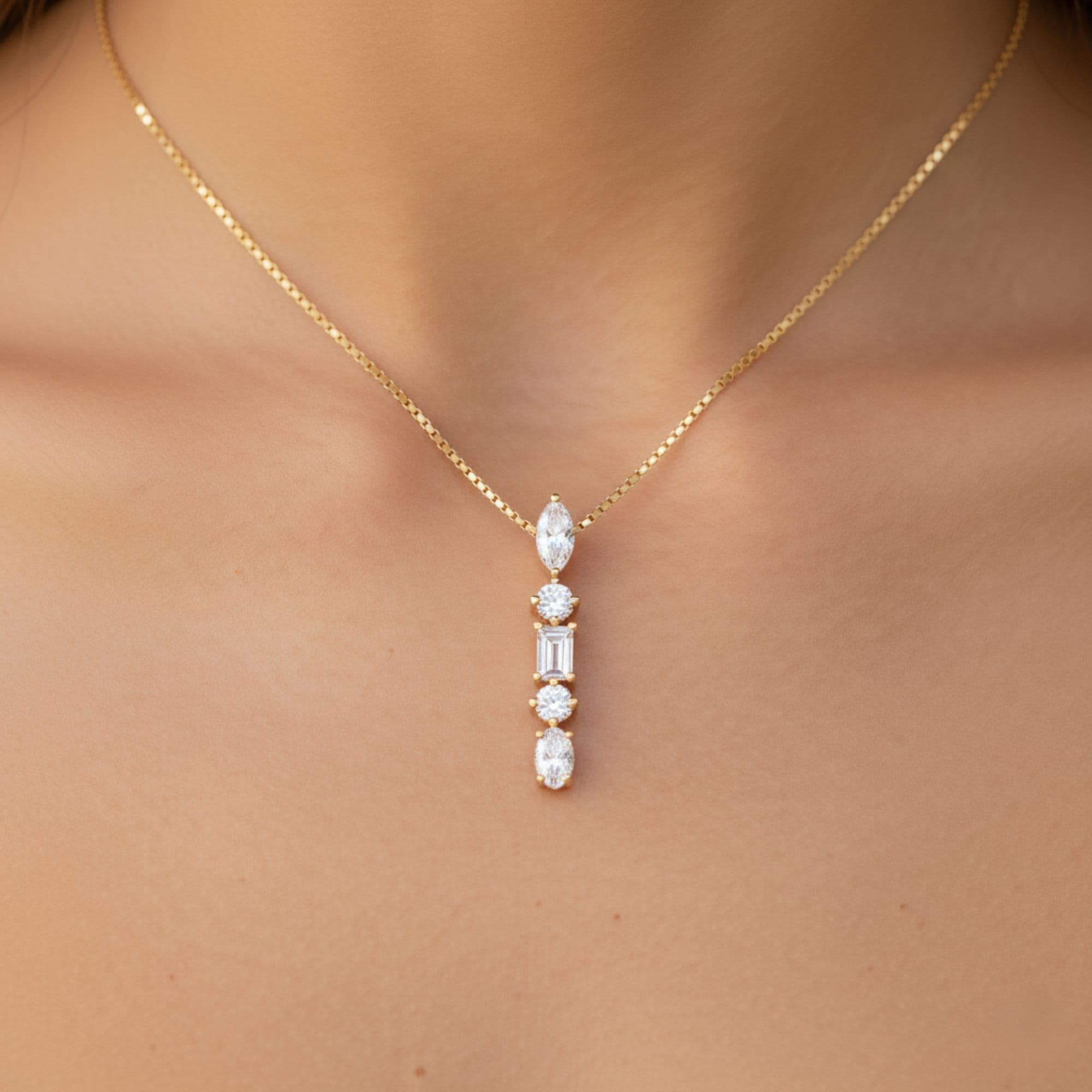 LGD Multi-Shape Pendant (2 ct. tw.), Side view in yellow gold