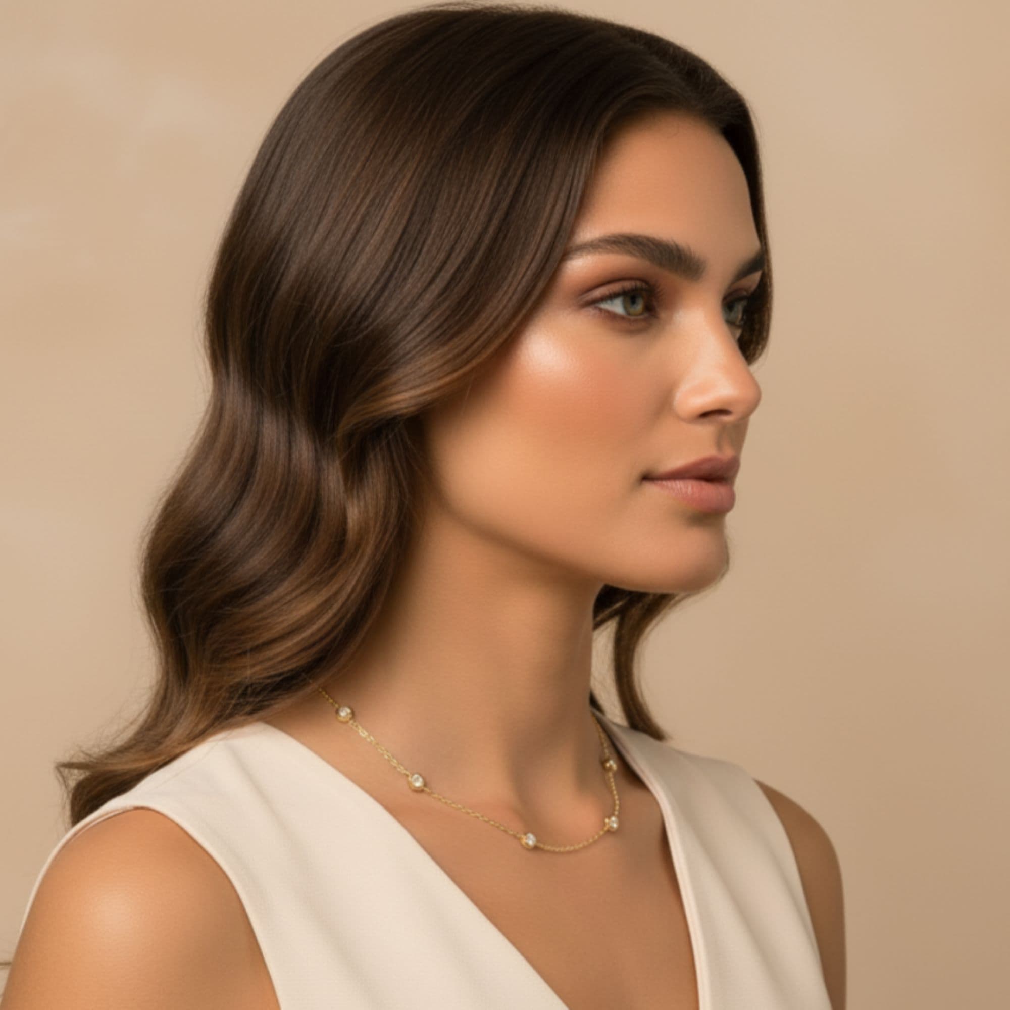 LGD Stationary Necklace (2 ct. tw.), Angle view in yellow gold
