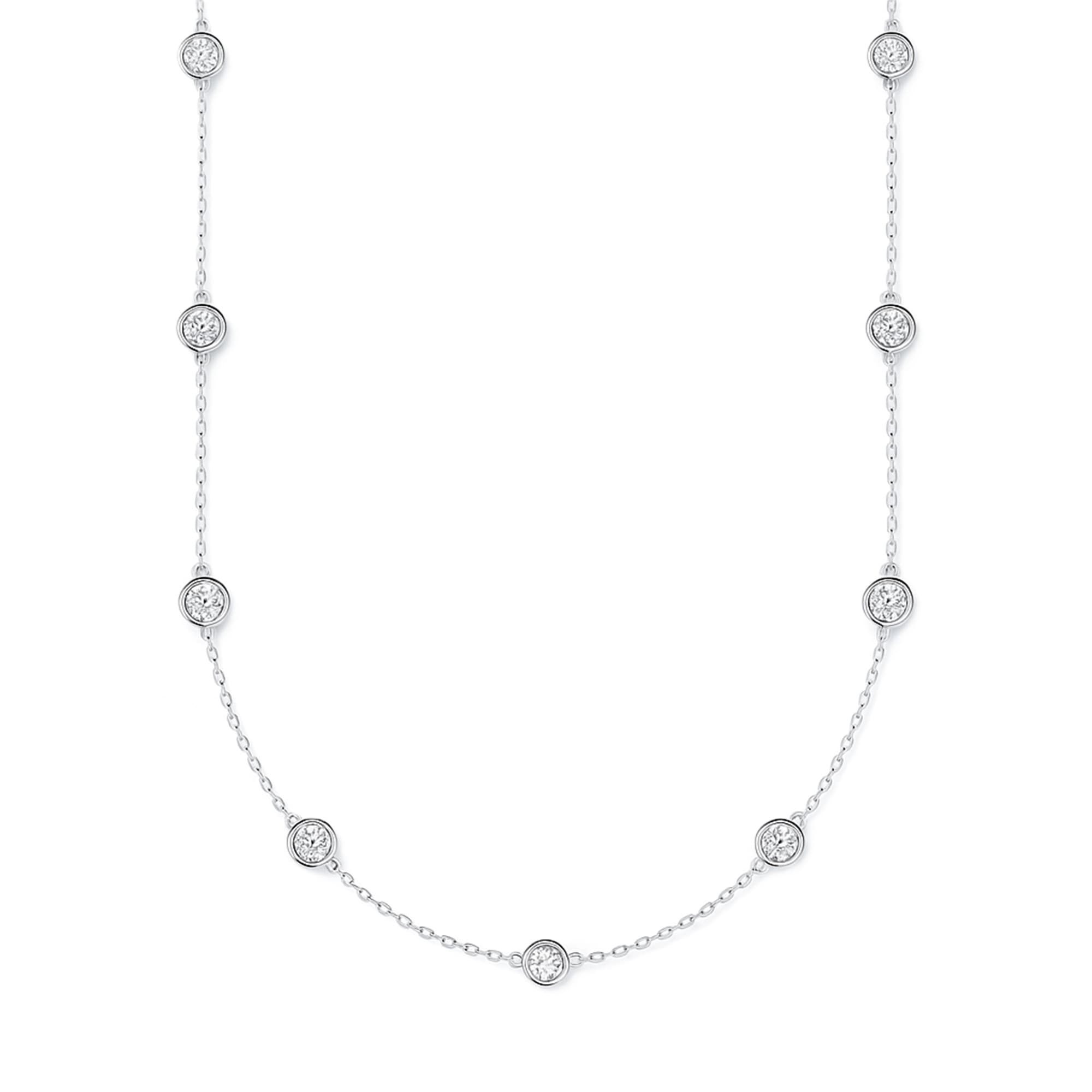 LGD Stationary Necklace (2 ct. tw.), On hand view in white gold or platinum