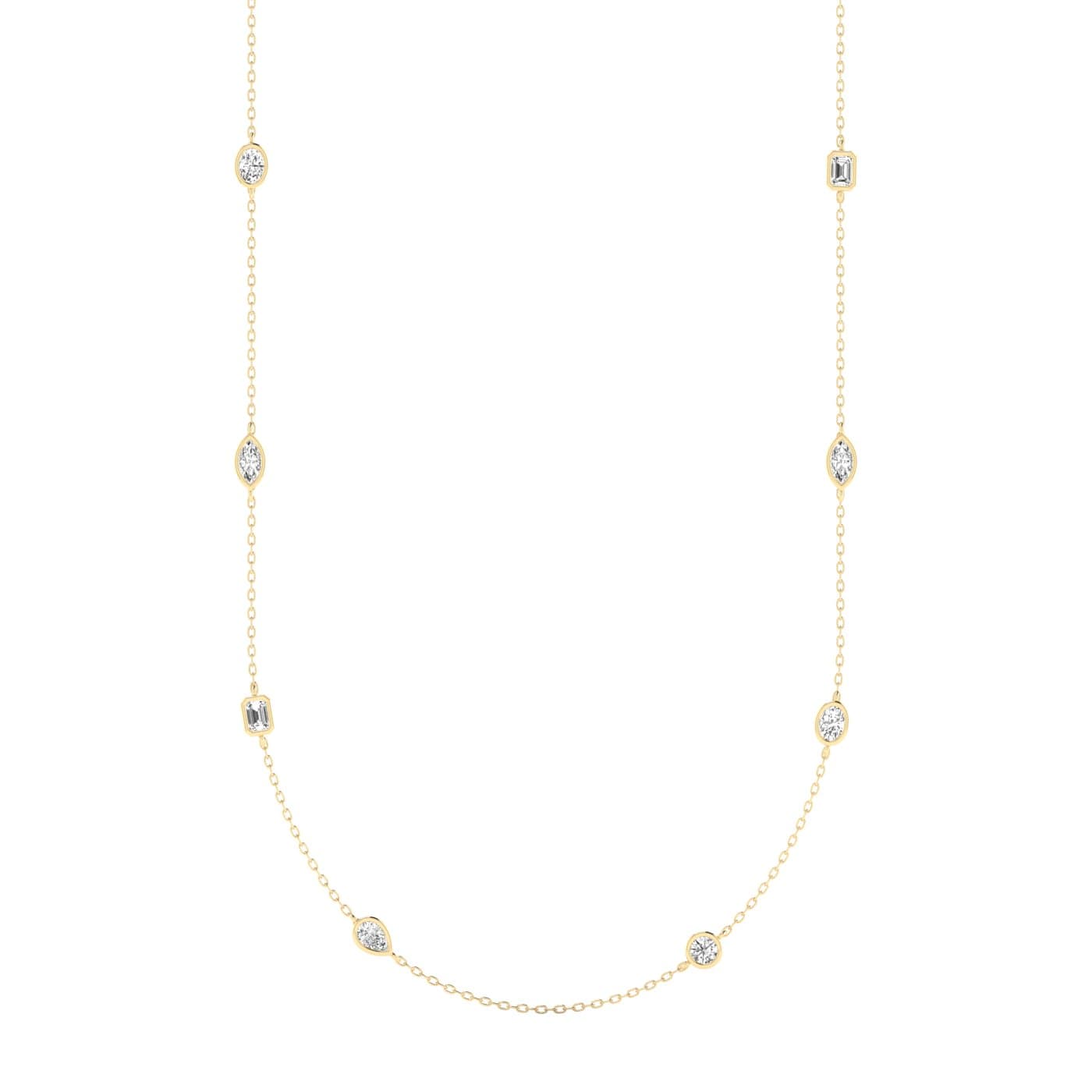 LGD Multi-Shape Stationary Necklace (1 ct. tw.), Front view in yellow gold
