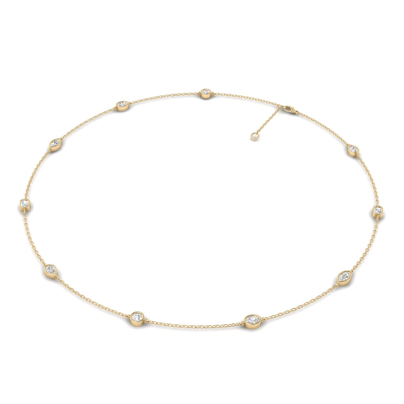 LGD Multi-Shape Stationary Necklace (1 ct. tw.), Angle view in yellow gold