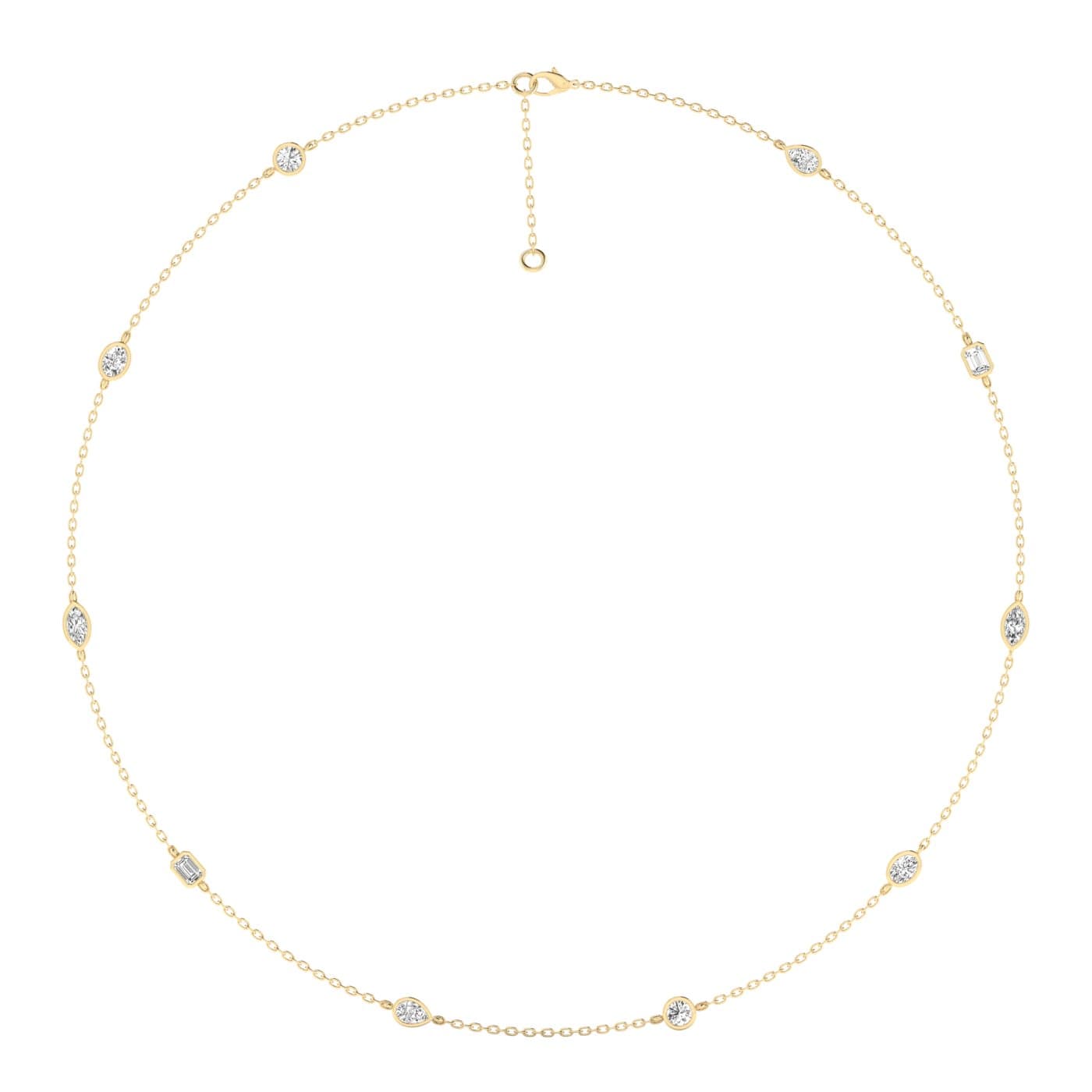 LGD Multi-Shape Stationary Necklace (1 ct. tw.), Side view in yellow gold