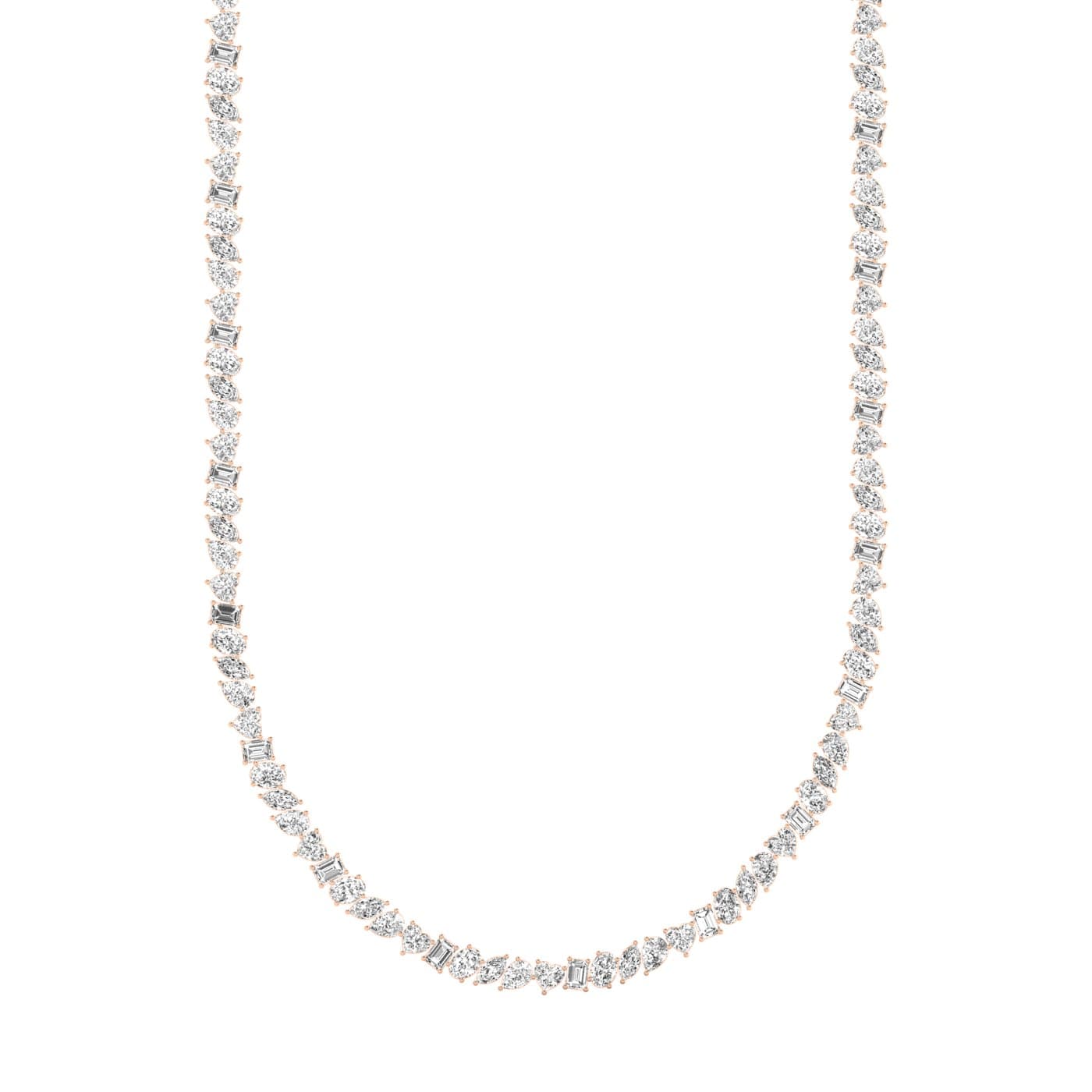LGD Multi-Shape Tennis Necklace (17.7 ct. tw.), Front view in rose gold