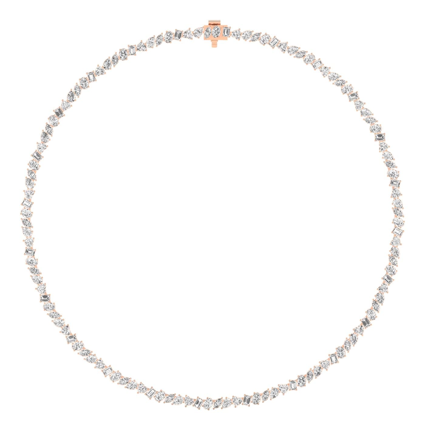 LGD Multi-Shape Tennis Necklace (17.7 ct. tw.), Side view in rose gold