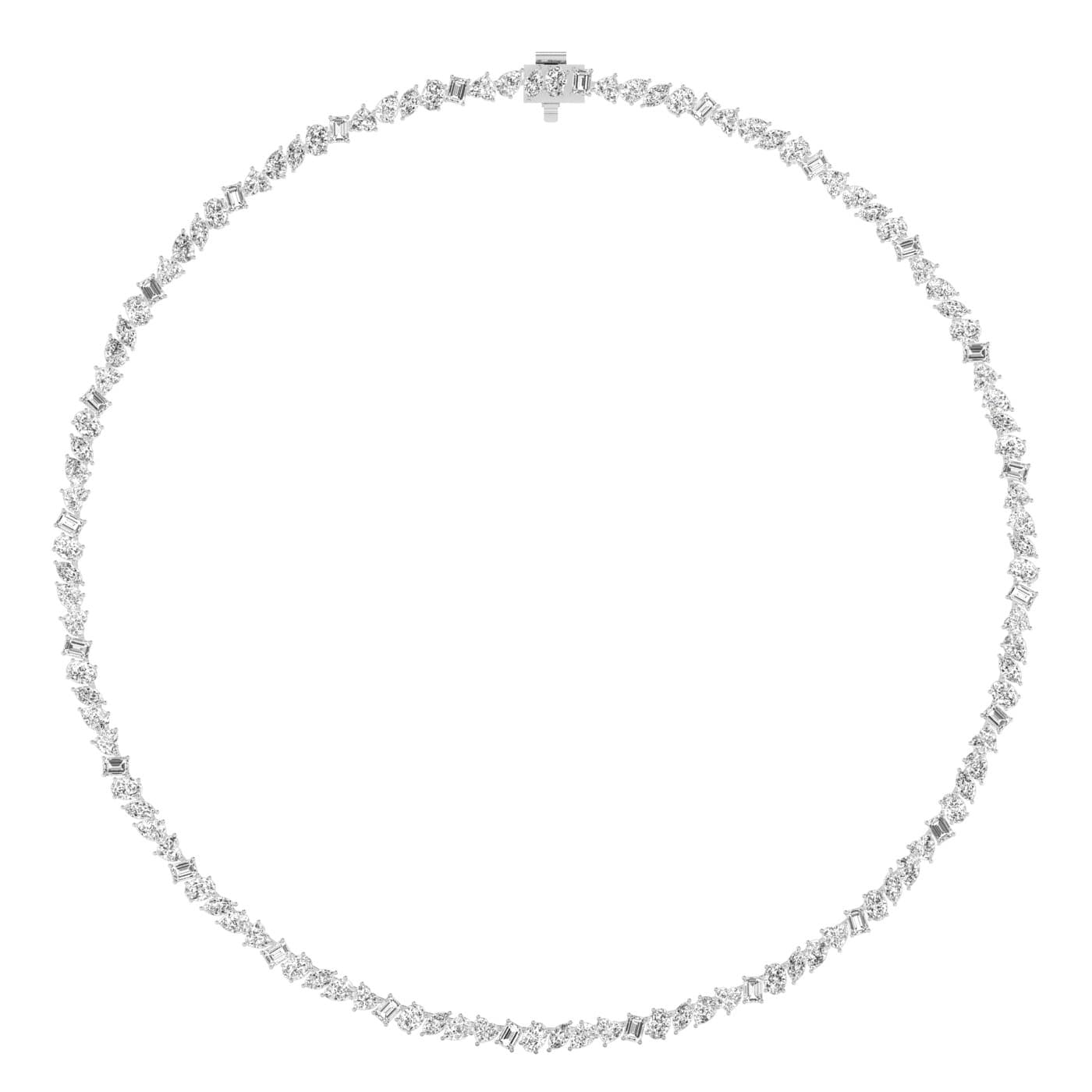 LGD Multi-Shape Tennis Necklace (17.7 ct. tw.), Side view in white gold or platinum