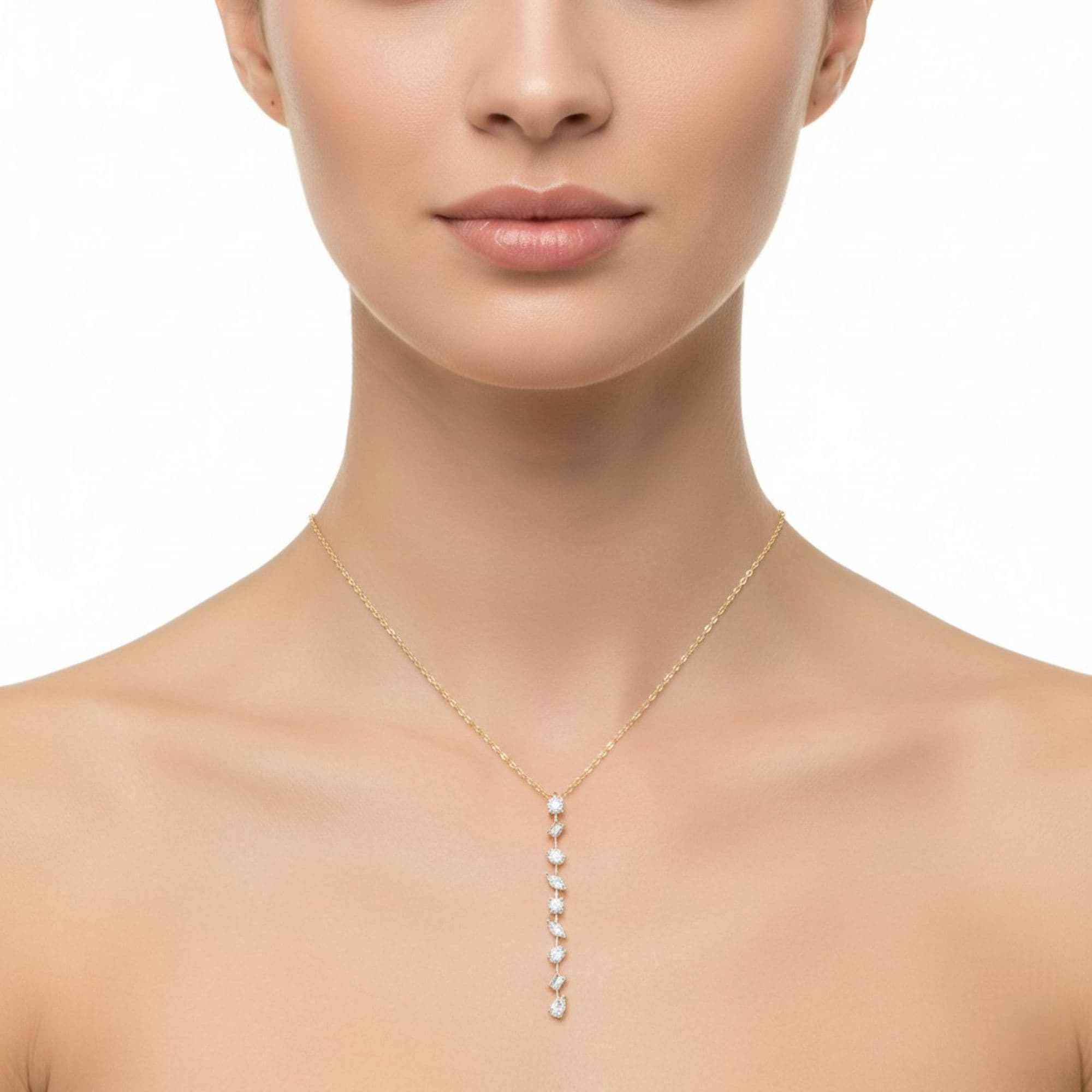 LGD Multi-Shape Drop Pendant (3 ct. tw.), Angle view in yellow gold