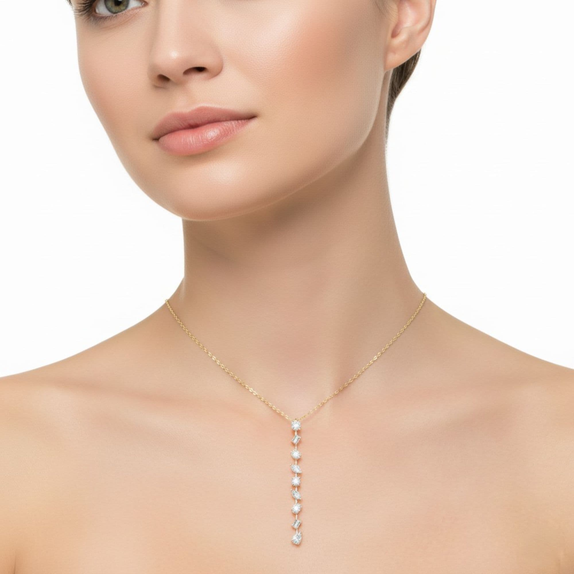 LGD Multi-Shape Drop Pendant (3 ct. tw.), Side view in yellow gold