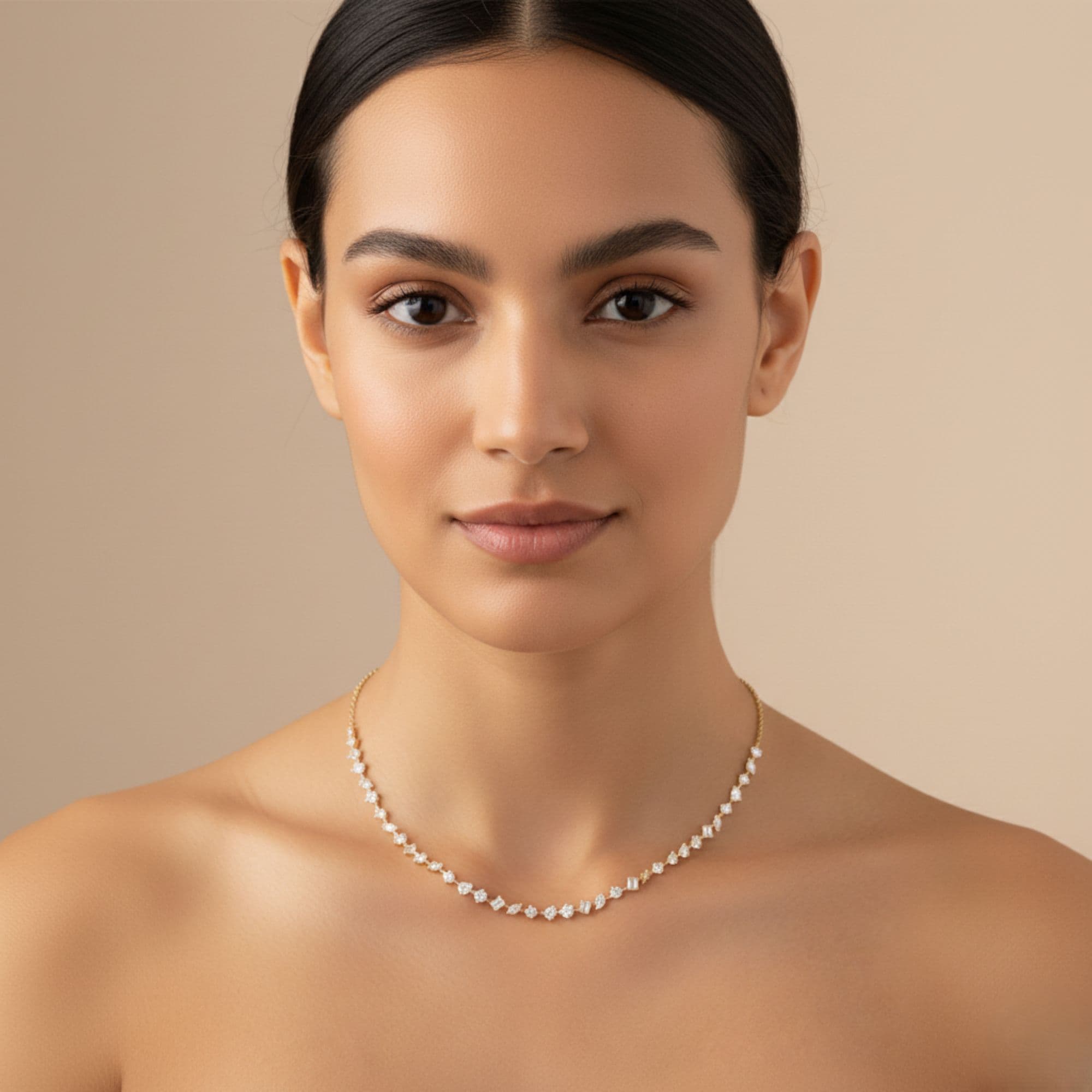 LGD Multi-Shape Necklace (7 ct. tw.), Angle view in yellow gold