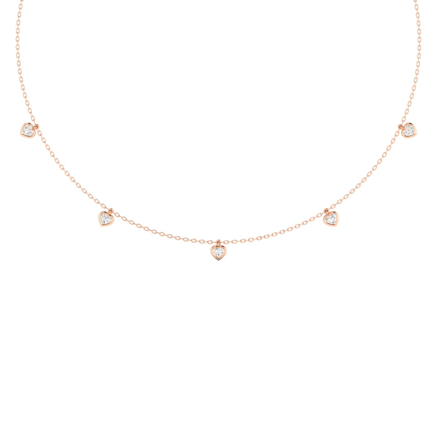 LGD Stationary Heart Necklace (1.15 ct. tw.), Front view in rose gold