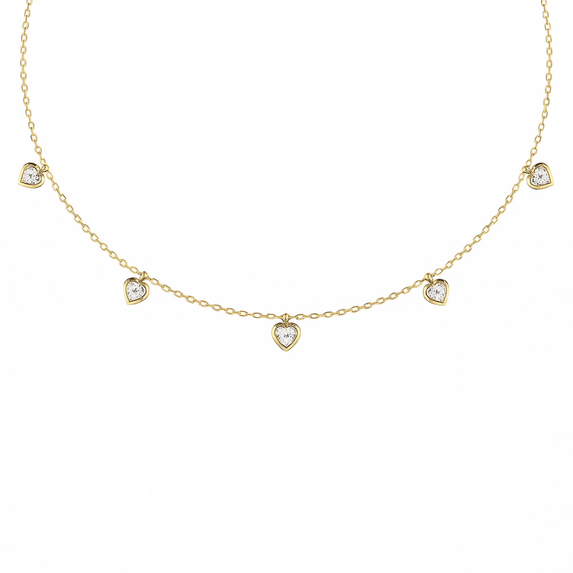 LGD Stationary Heart Necklace (1.15 ct. tw.), On hand view in yellow gold