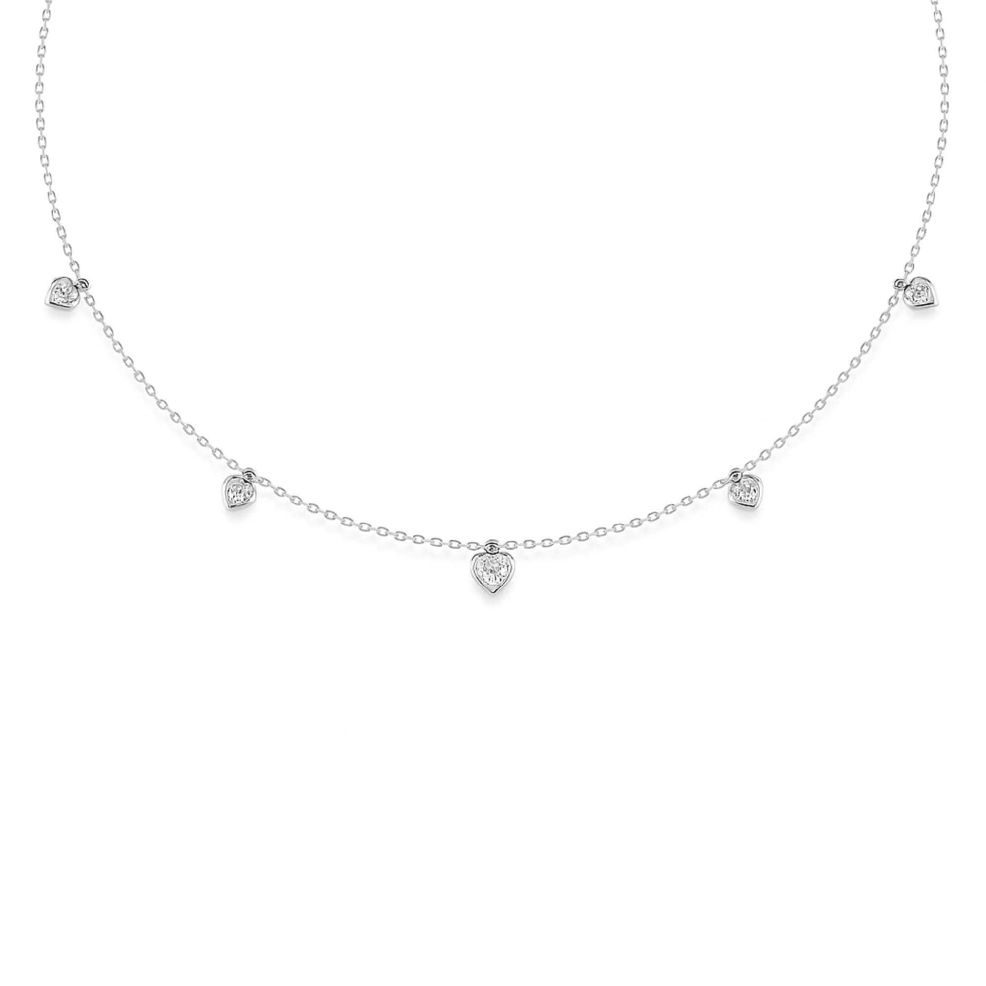 LGD Stationary Heart Necklace (1.15 ct. tw.), On hand view in white gold or platinum