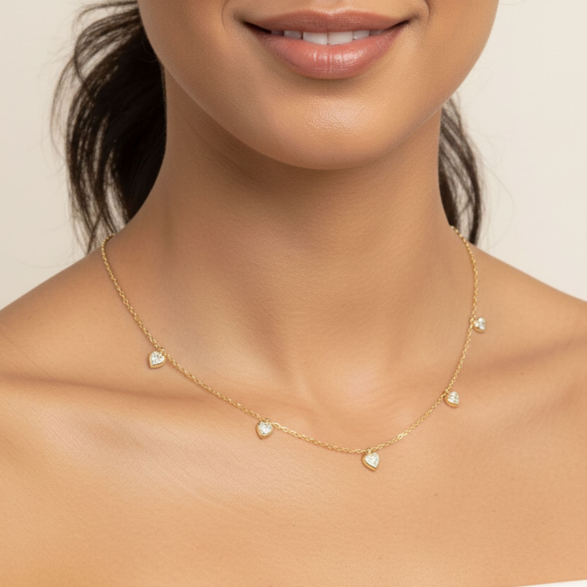 LGD Stationary Heart Necklace (1.15 ct. tw.), Side view in yellow gold