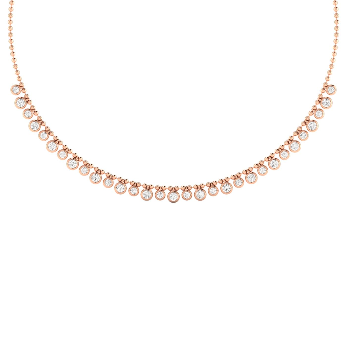 LGD Round Stationary Necklace (5.15 ct. tw.), Front view in rose gold