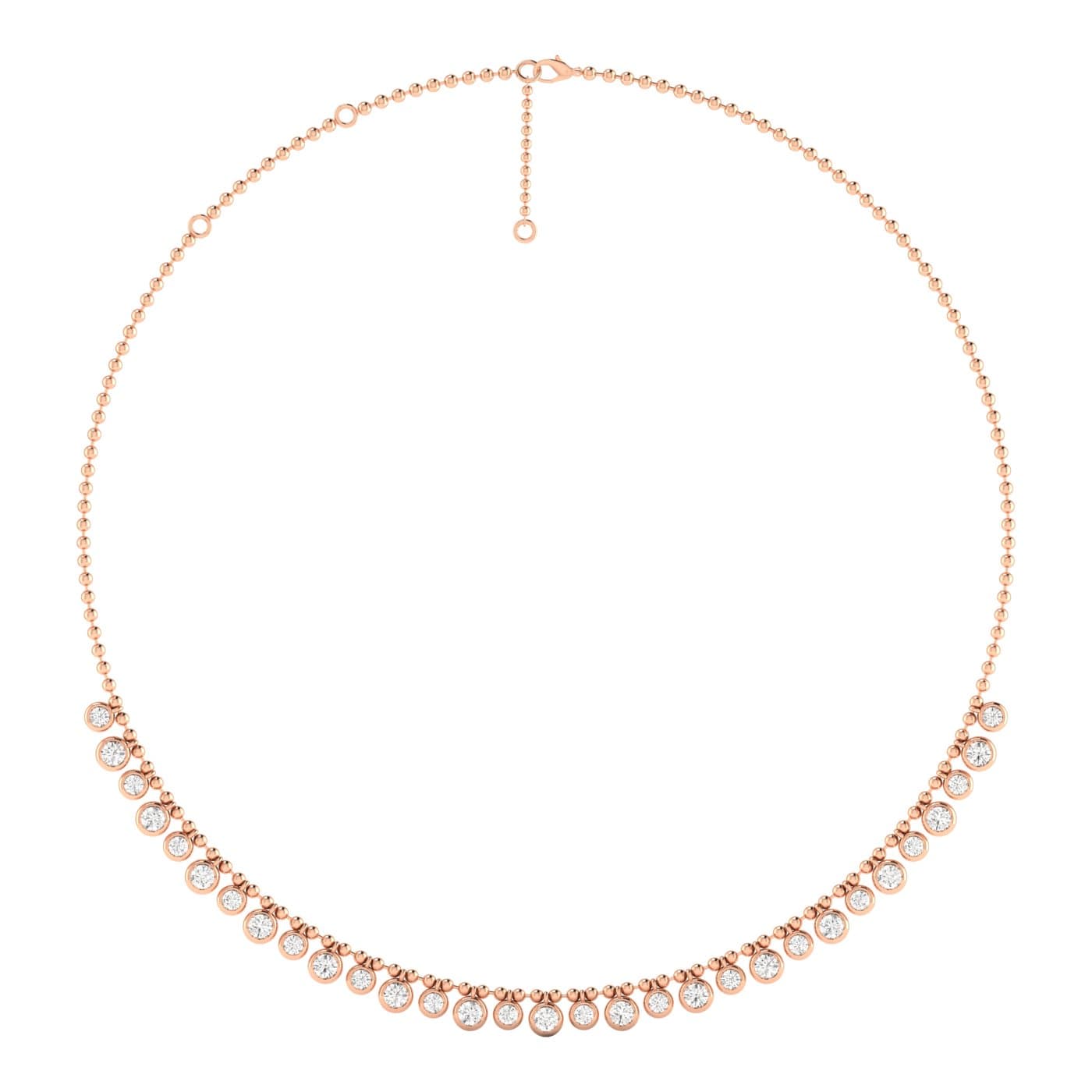 LGD Round Stationary Necklace (5.15 ct. tw.), Side view in rose gold