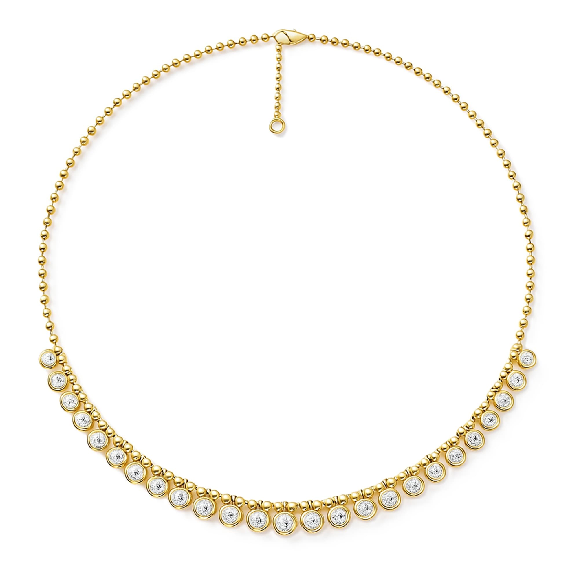 LGD Round Stationary Necklace (5.15 ct. tw.), Top view in yellow gold