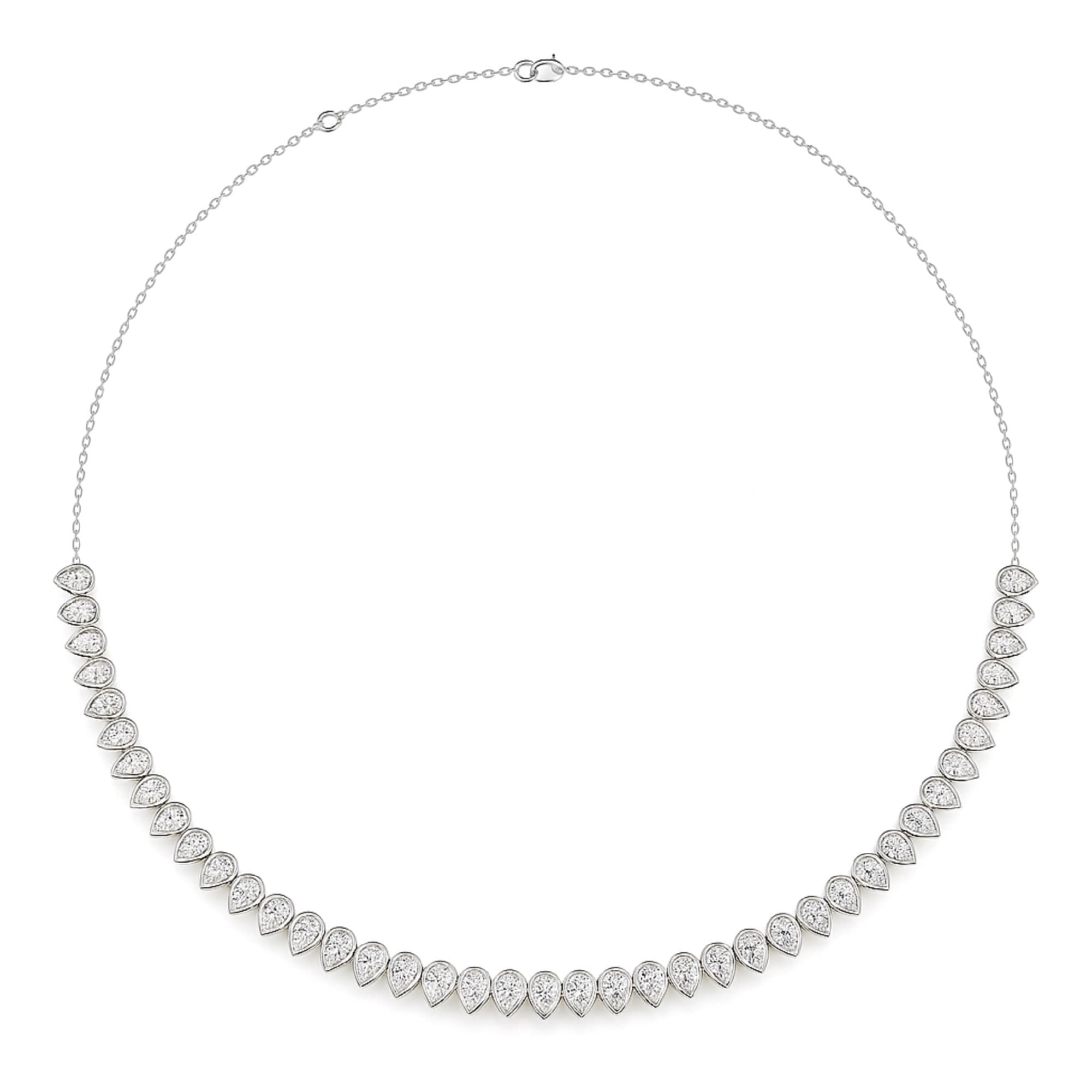 LGD Pear Stationary Necklace (7 ct. tw.), On hand view in white gold or platinum
