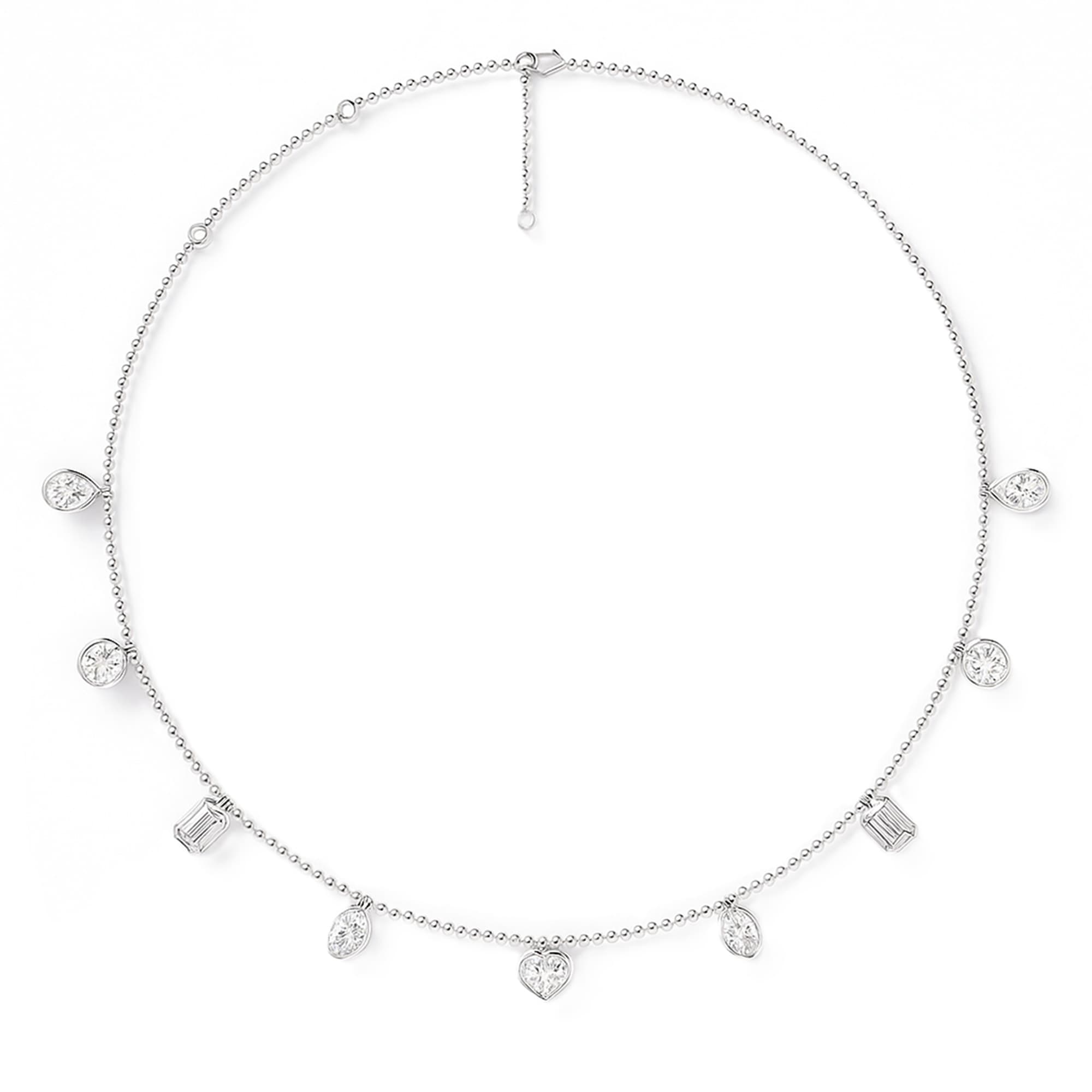 LGD Multi-Shape Stationary Necklace (8 ct. tw.), On hand view in white gold or platinum