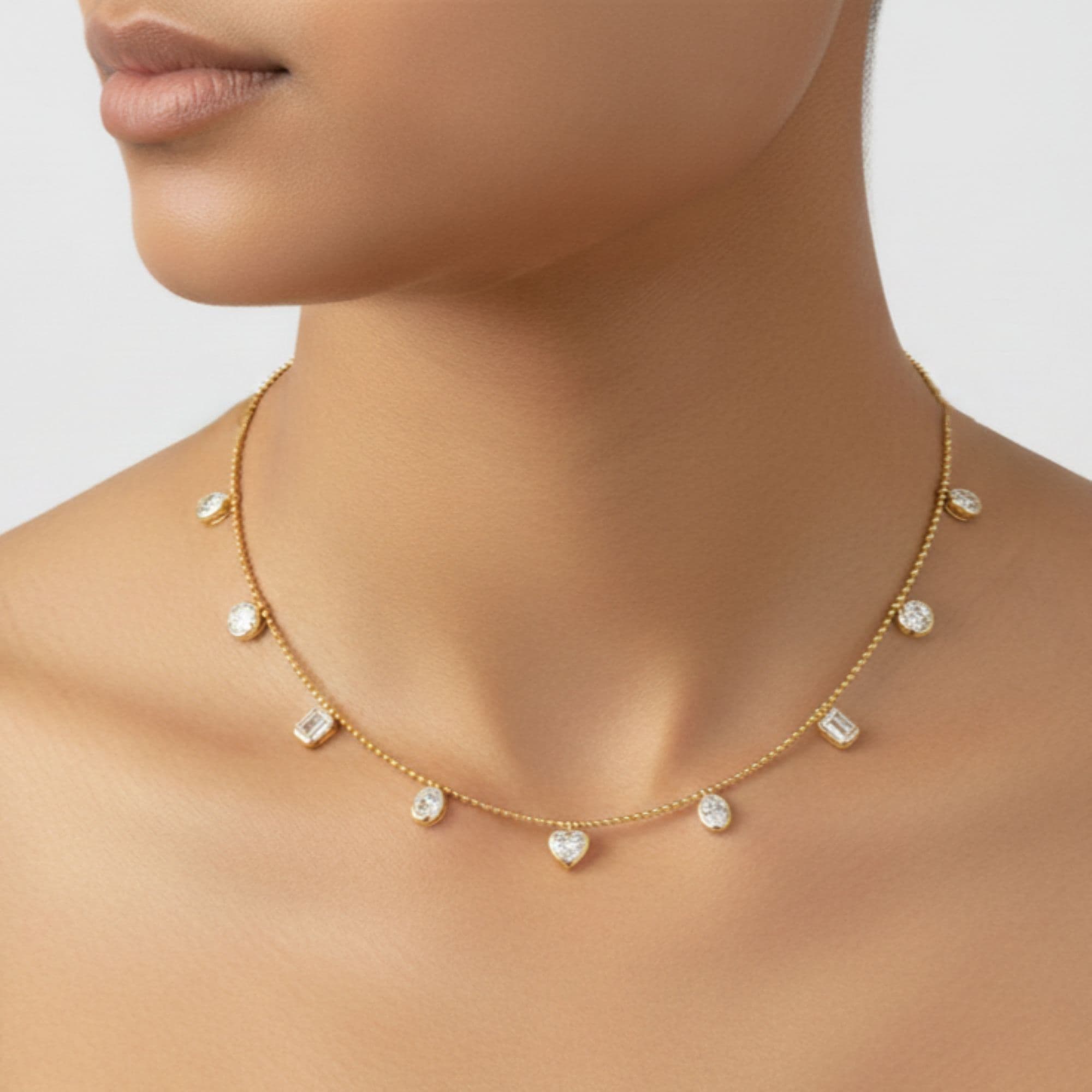 LGD Multi-Shape Stationary Necklace (8 ct. tw.), Side view in yellow gold