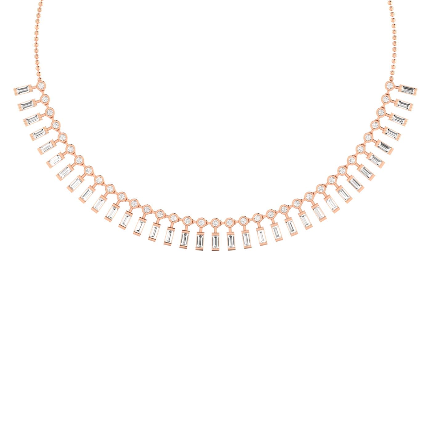 LGD Round & Baguette Necklace (9.8 ct. tw.), Front view in rose gold