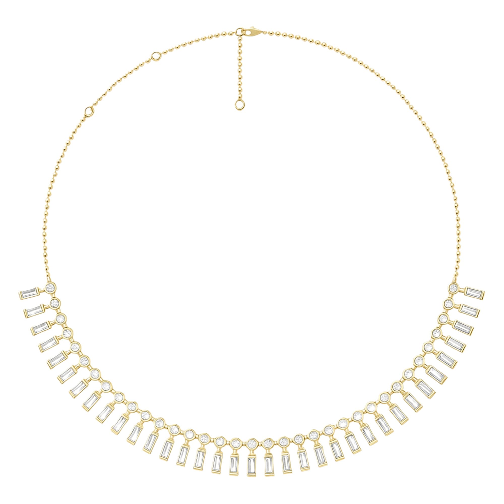 LGD Round & Baguette Necklace (9.8 ct. tw.), On hand view in yellow gold