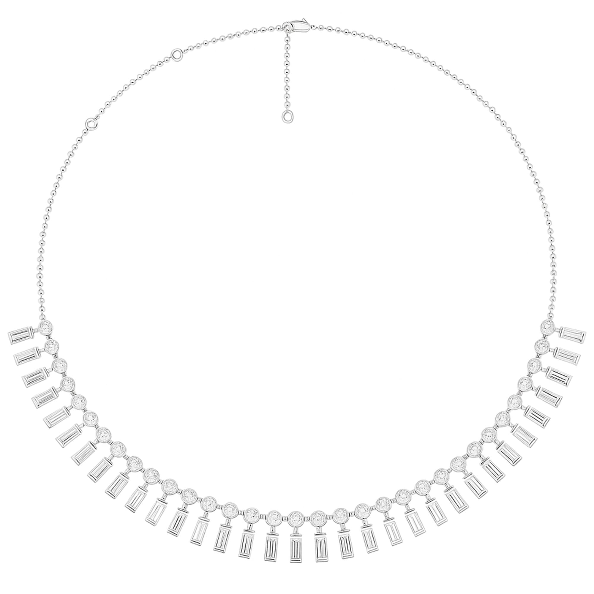 LGD Round & Baguette Necklace (9.8 ct. tw.), On hand view in white gold or platinum