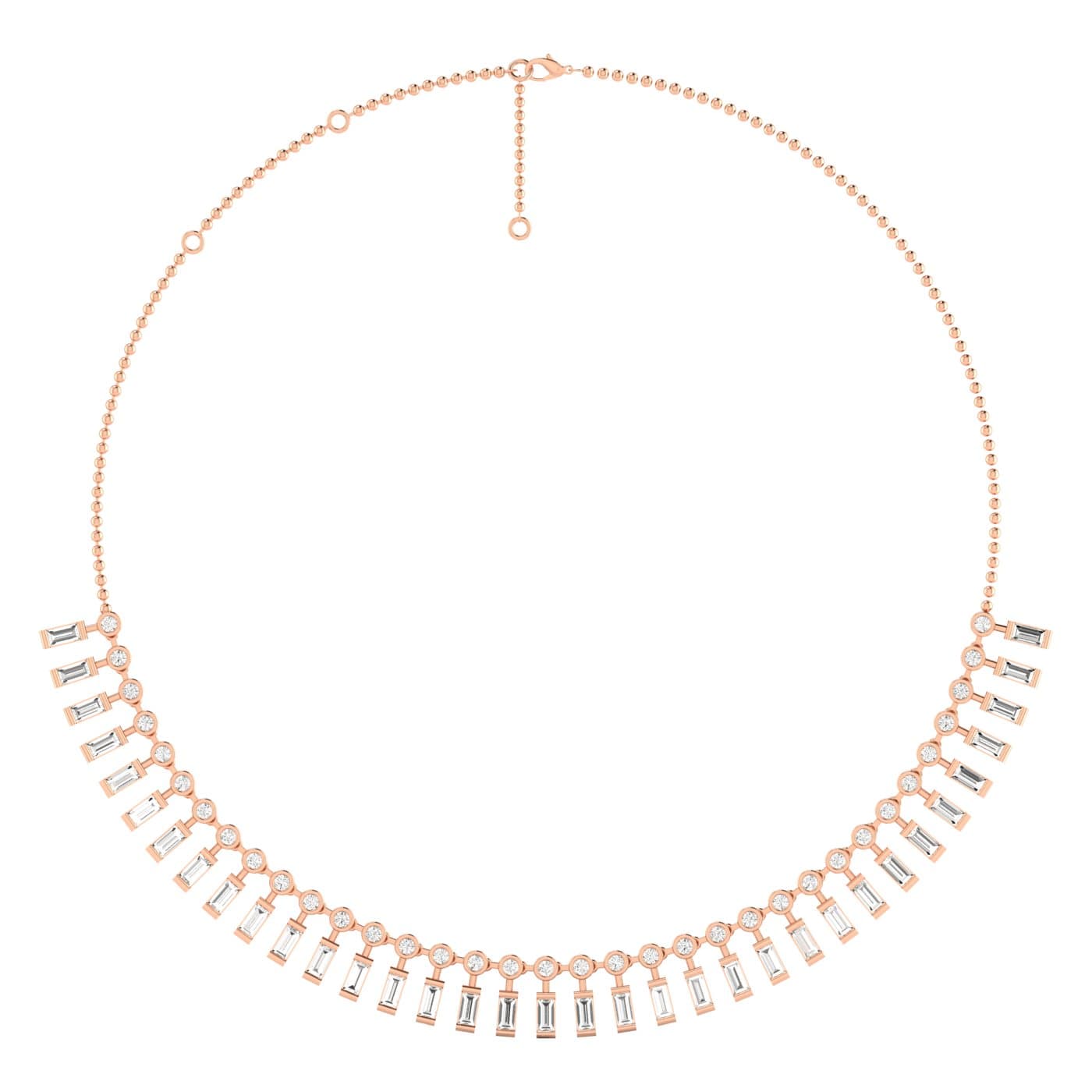 LGD Round & Baguette Necklace (9.8 ct. tw.), Side view in rose gold