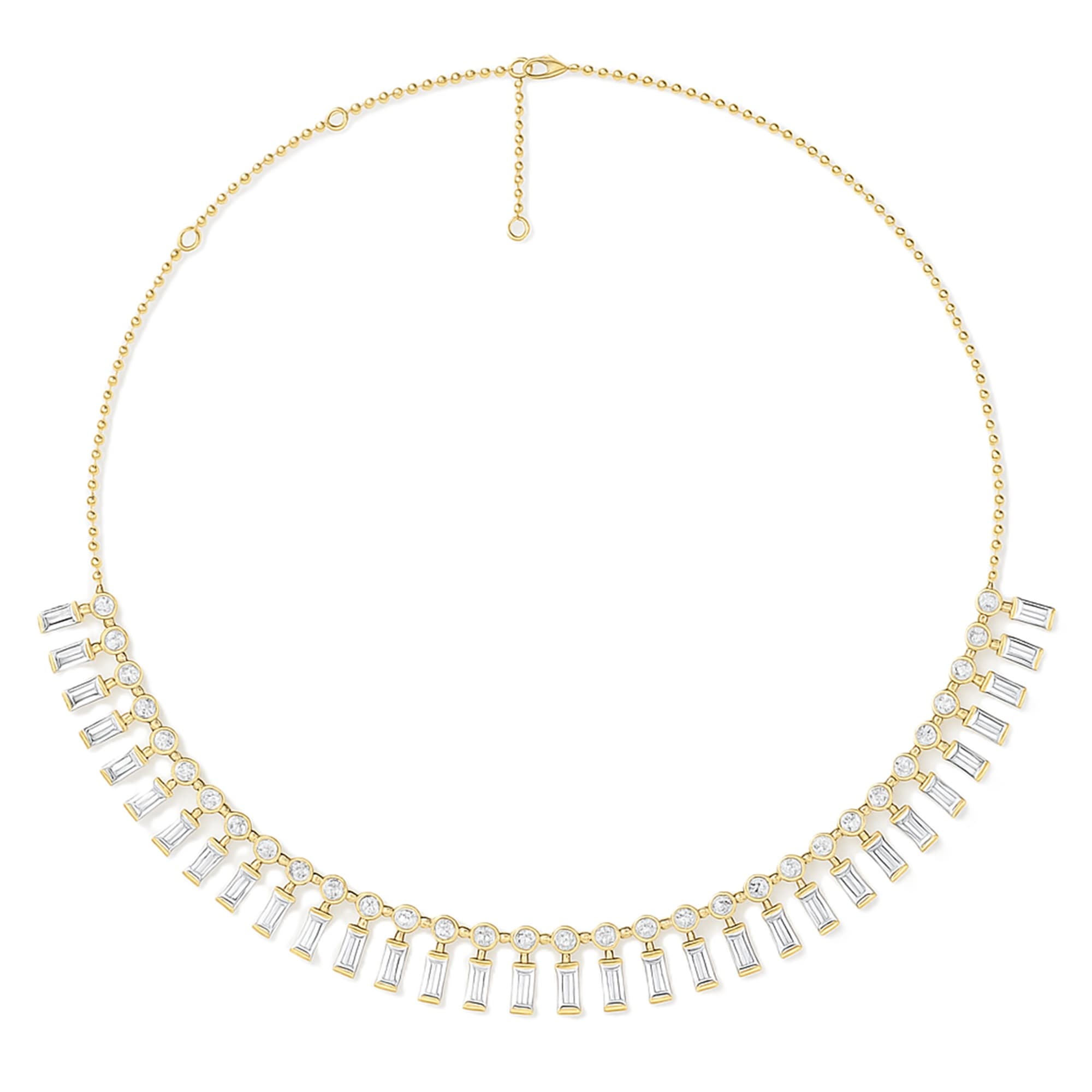 LGD Round & Baguette Necklace (9.8 ct. tw.), Top view in yellow gold