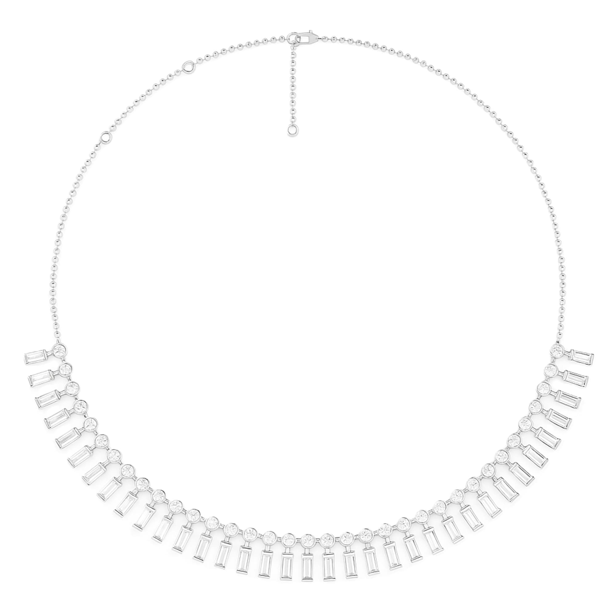 LGD Round & Baguette Necklace (9.8 ct. tw.), Top view in white gold or platinum