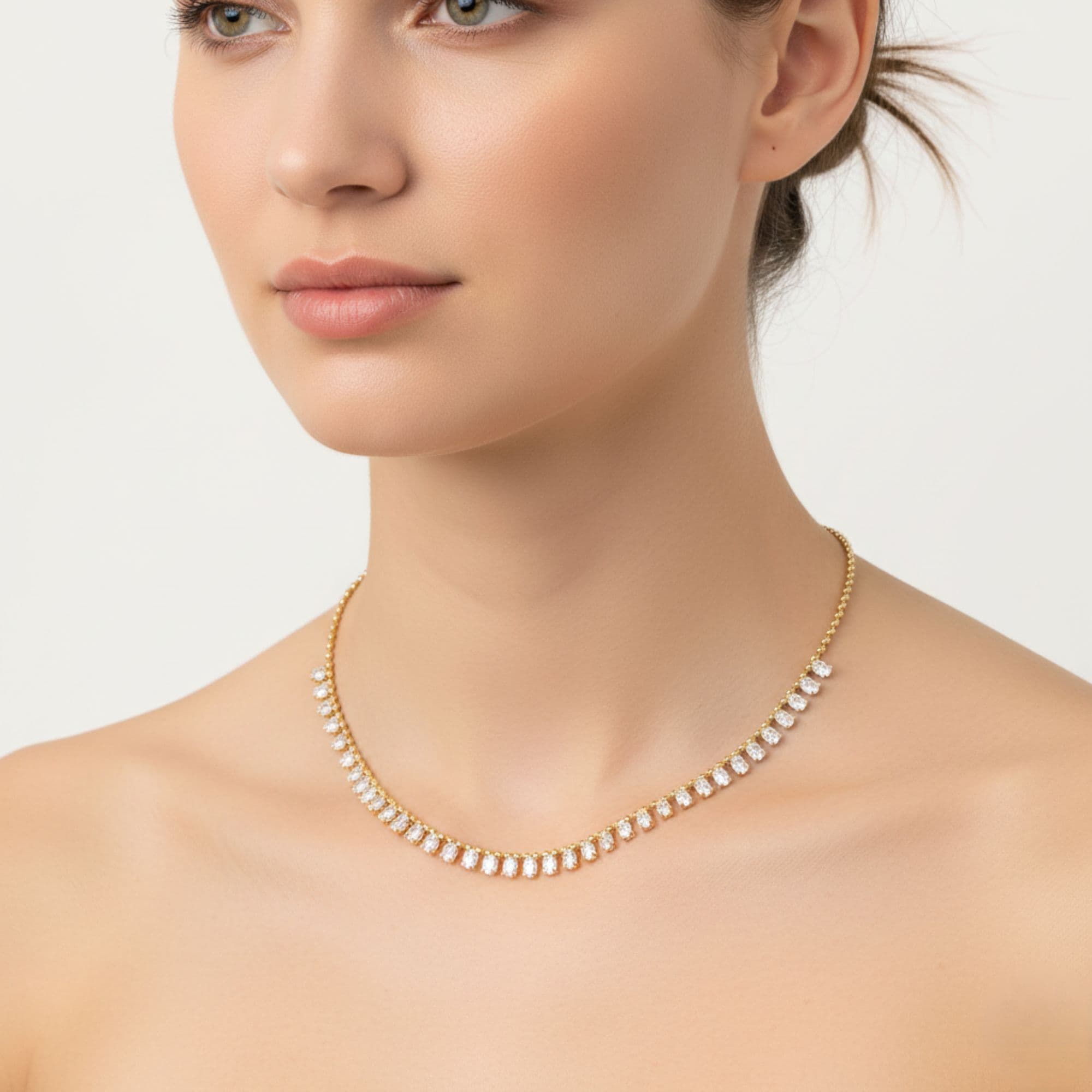 LGD Oval Stationary Necklace (6 1/4 ct. tw.), Angle view in yellow gold