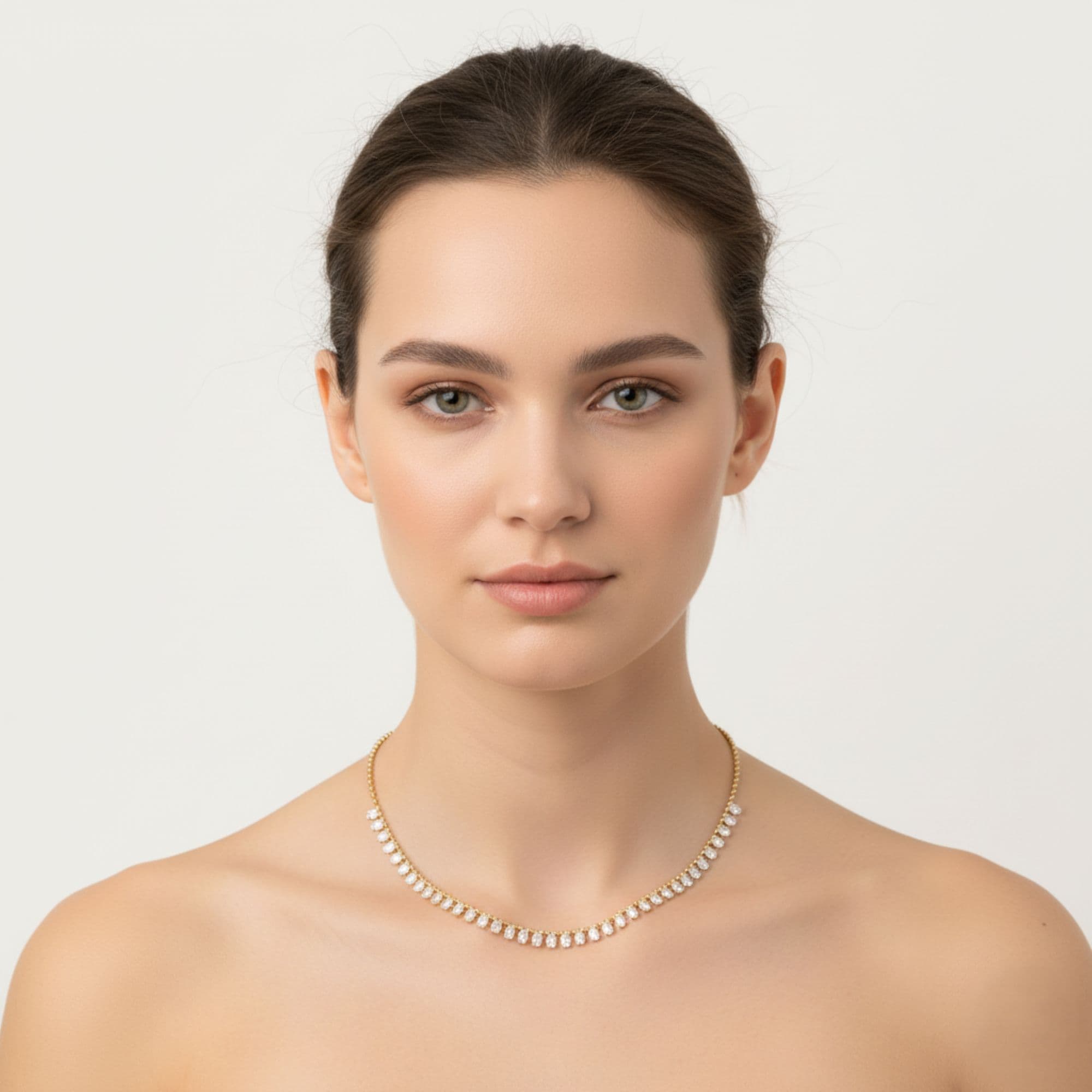 LGD Oval Stationary Necklace (6 1/4 ct. tw.), On hand view in yellow gold