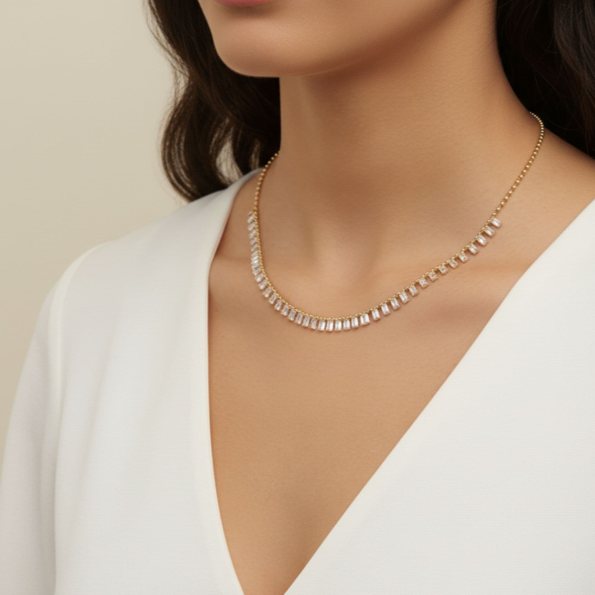 LGD Emerald Cut Necklace (8 ct. tw.), Top view in yellow gold