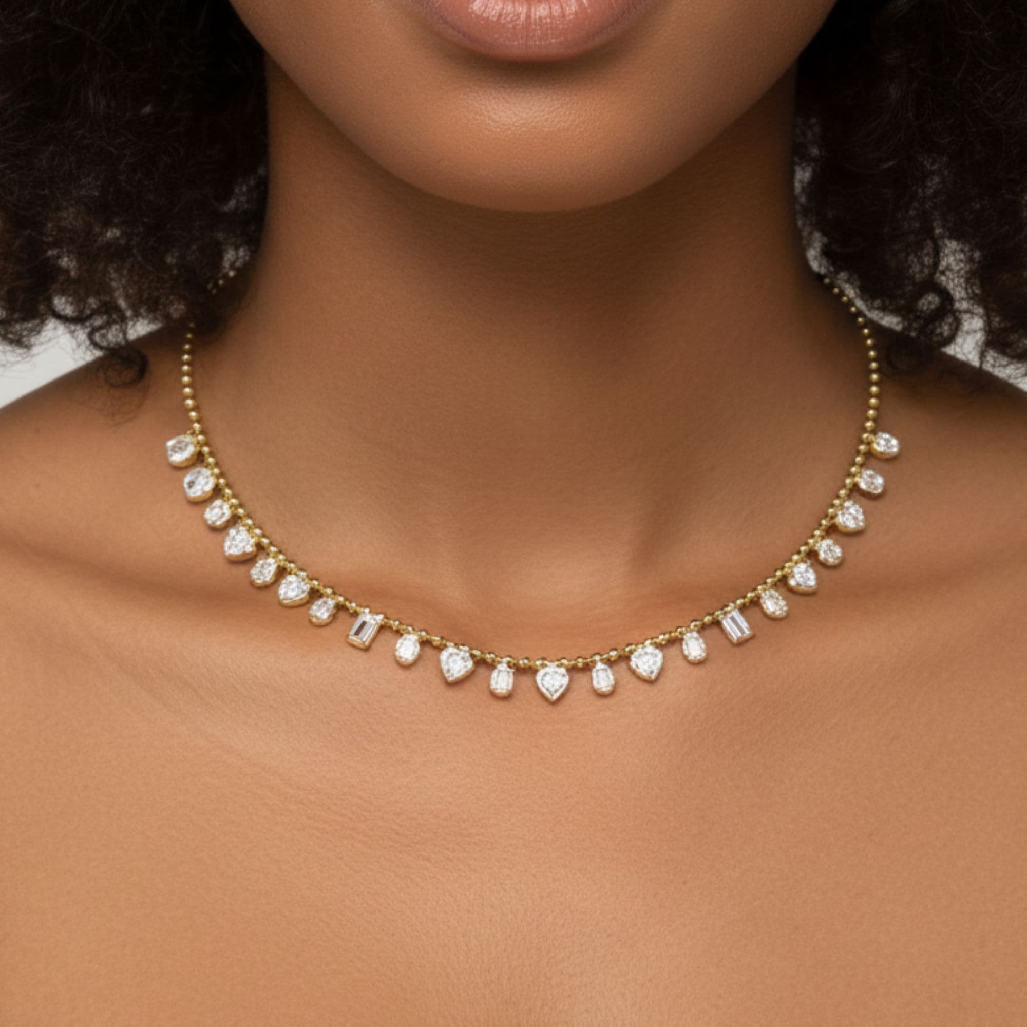 LGD Multi-Shape Necklace (5 ct. tw.), Front view in yellow gold