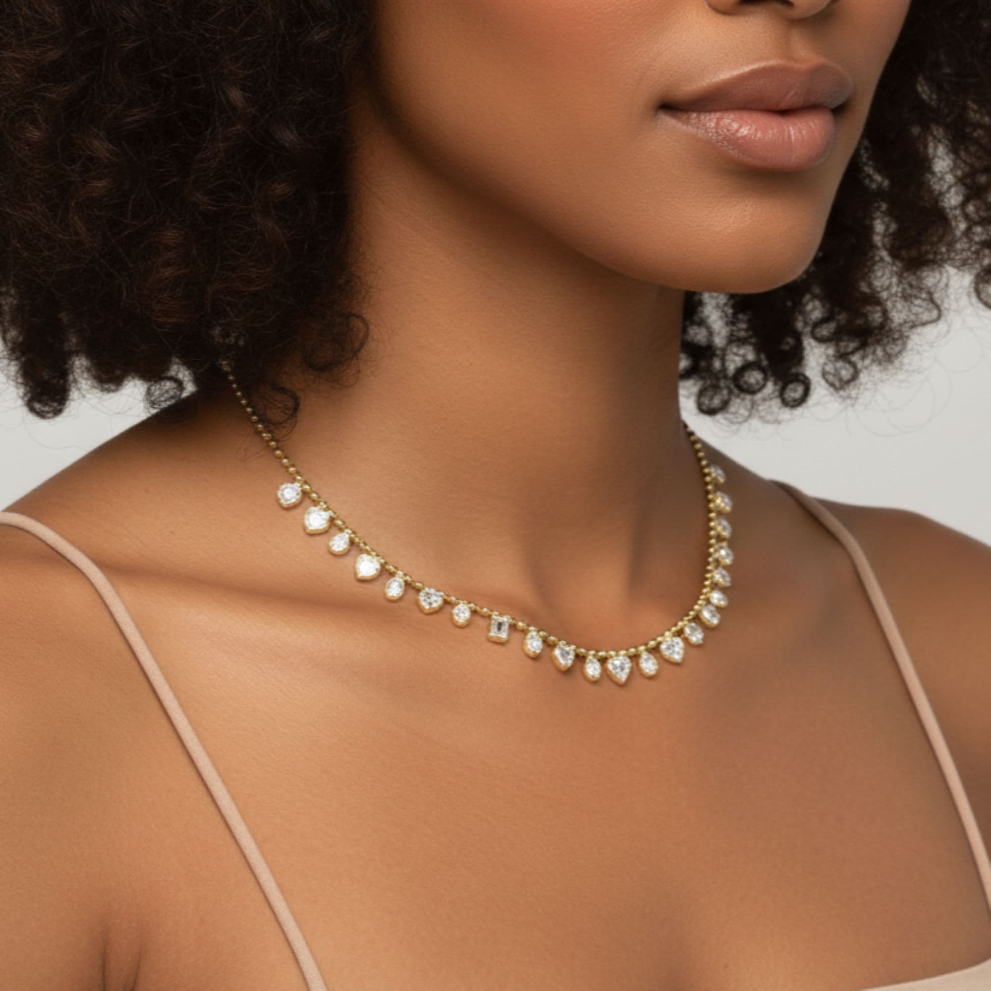 LGD Multi-Shape Necklace (5 ct. tw.), Side view in yellow gold