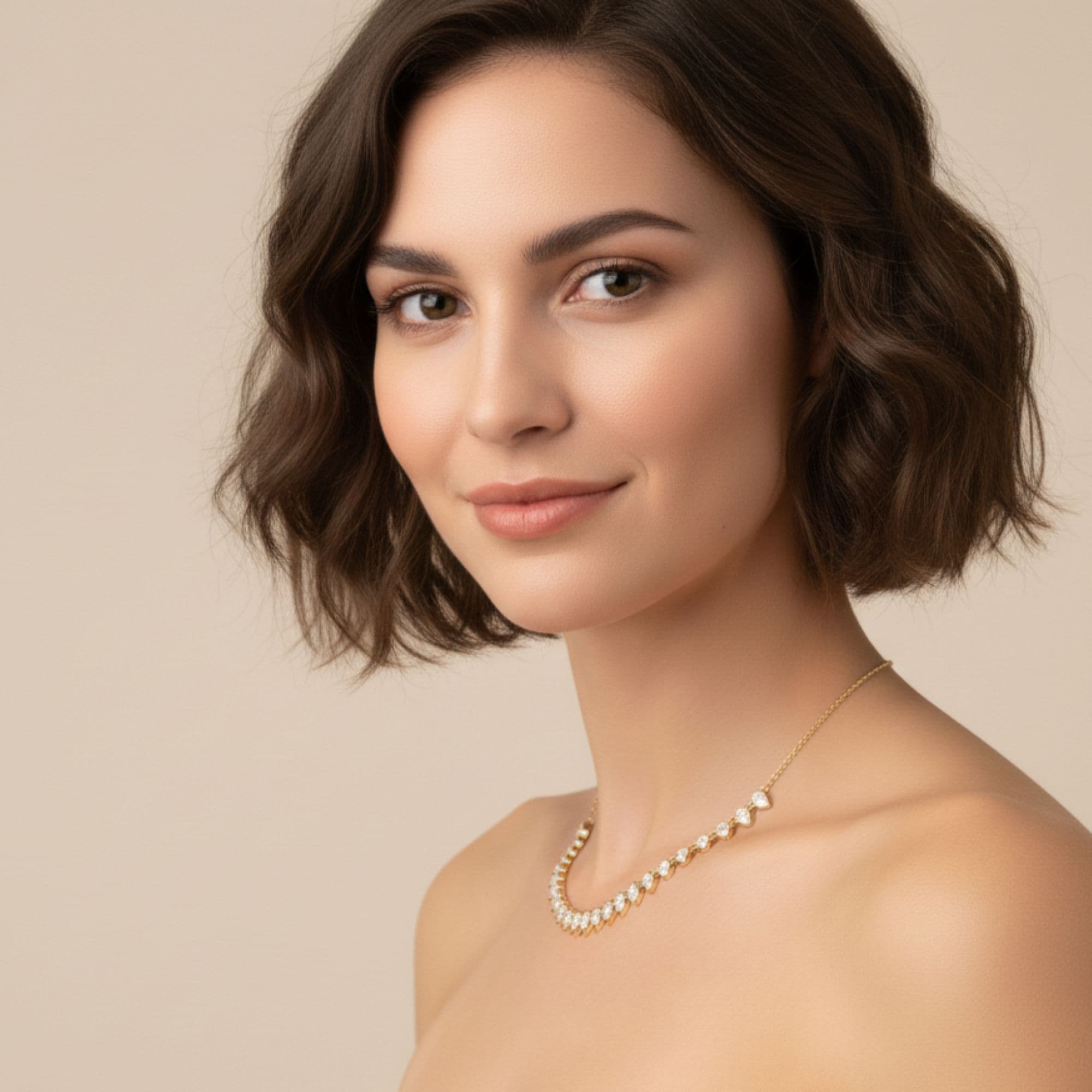 LGD Pear Necklace (6.3 ct. tw.), Angle view in yellow gold