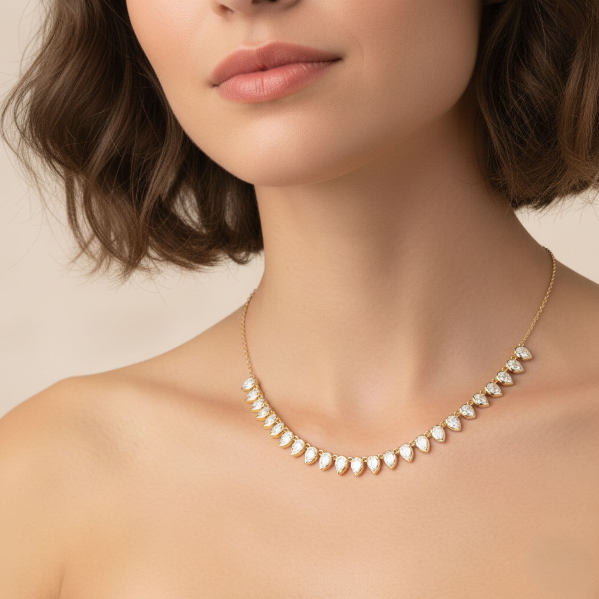 LGD Pear Necklace (6.3 ct. tw.), Side view in yellow gold