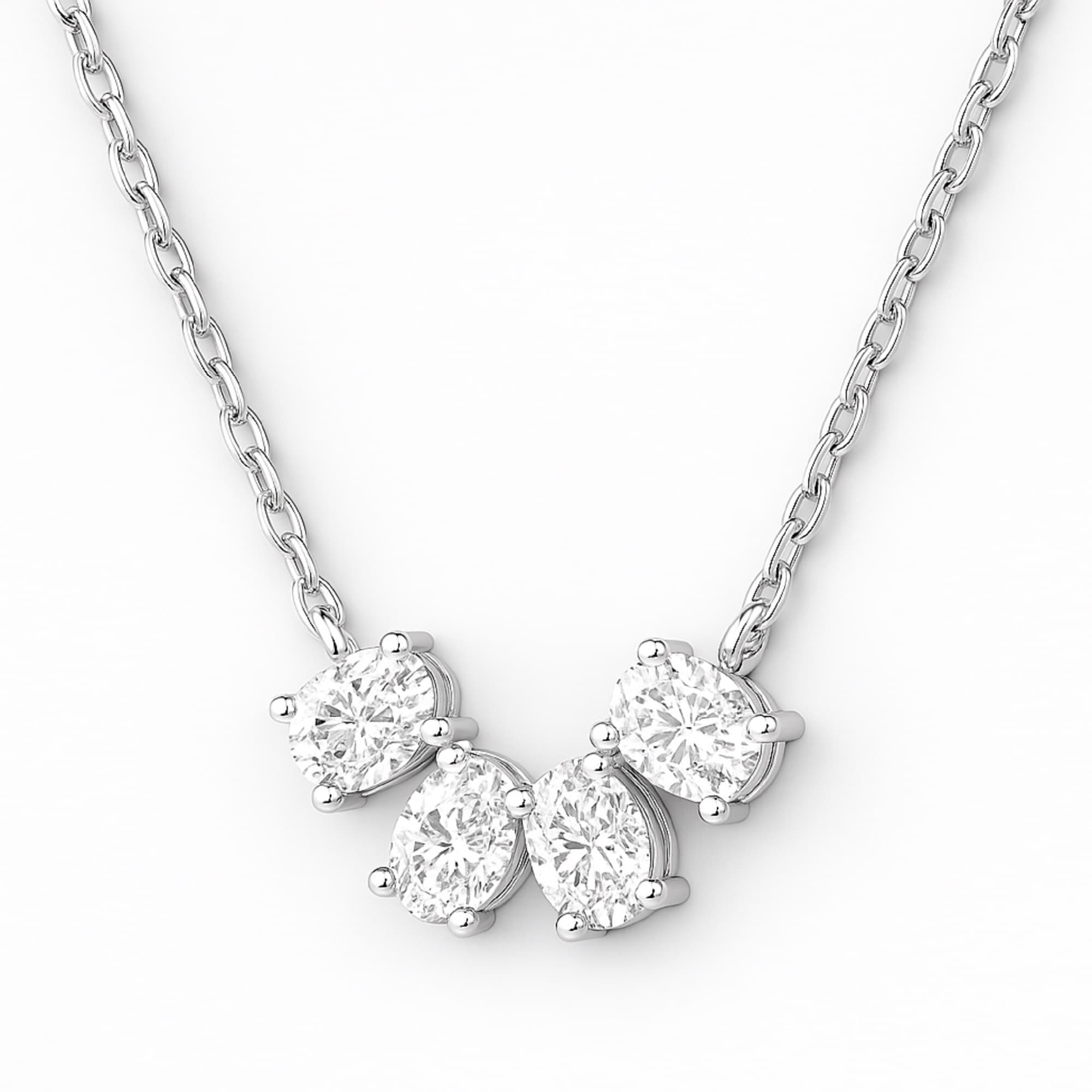 LGD Oval Pendant w/ Chain (1 1/3 ct. tw.), On hand view in white gold or platinum