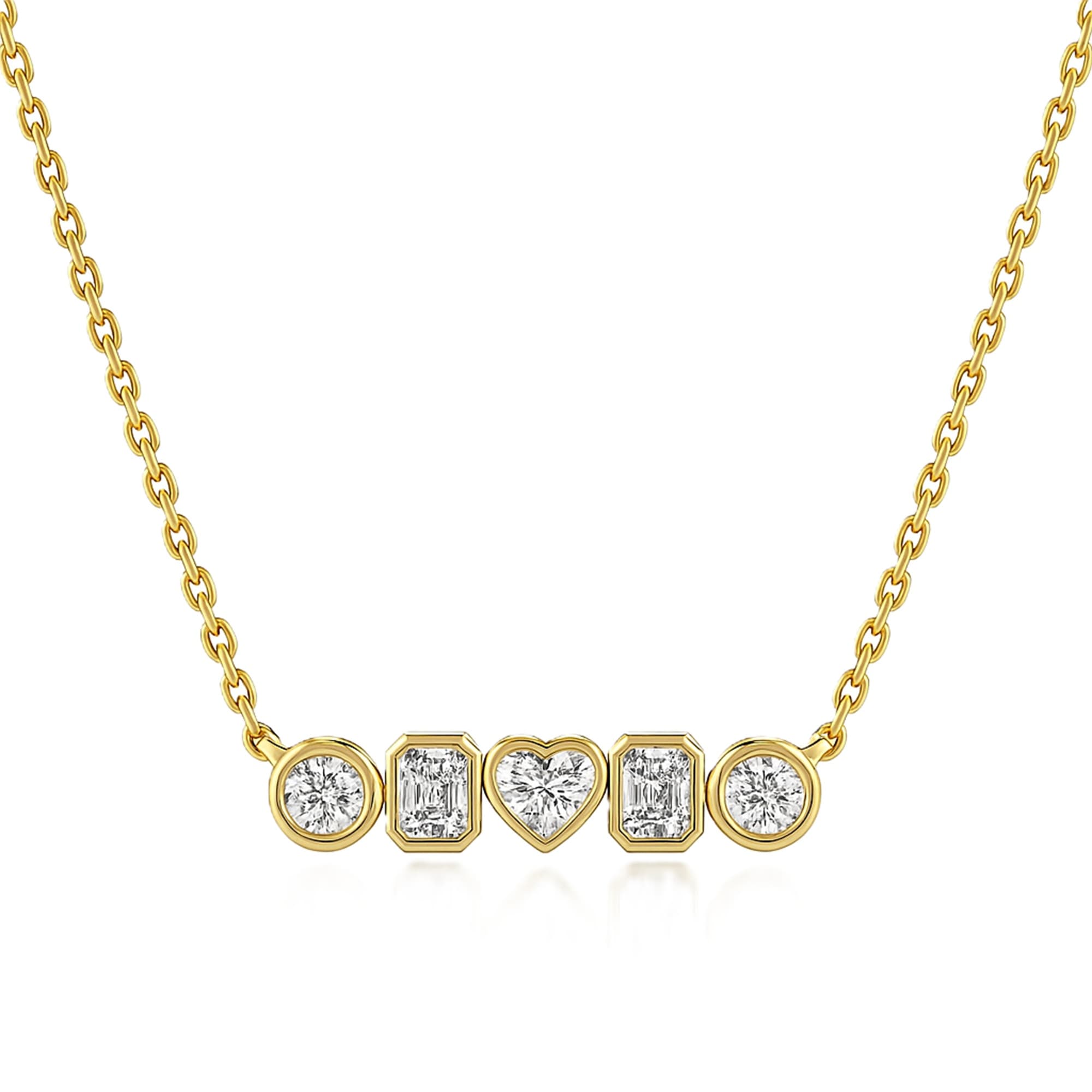 LGD Multi-Shape Bar Pendant w/ Chain (1 1/4 ct. tw.), On hand view in yellow gold