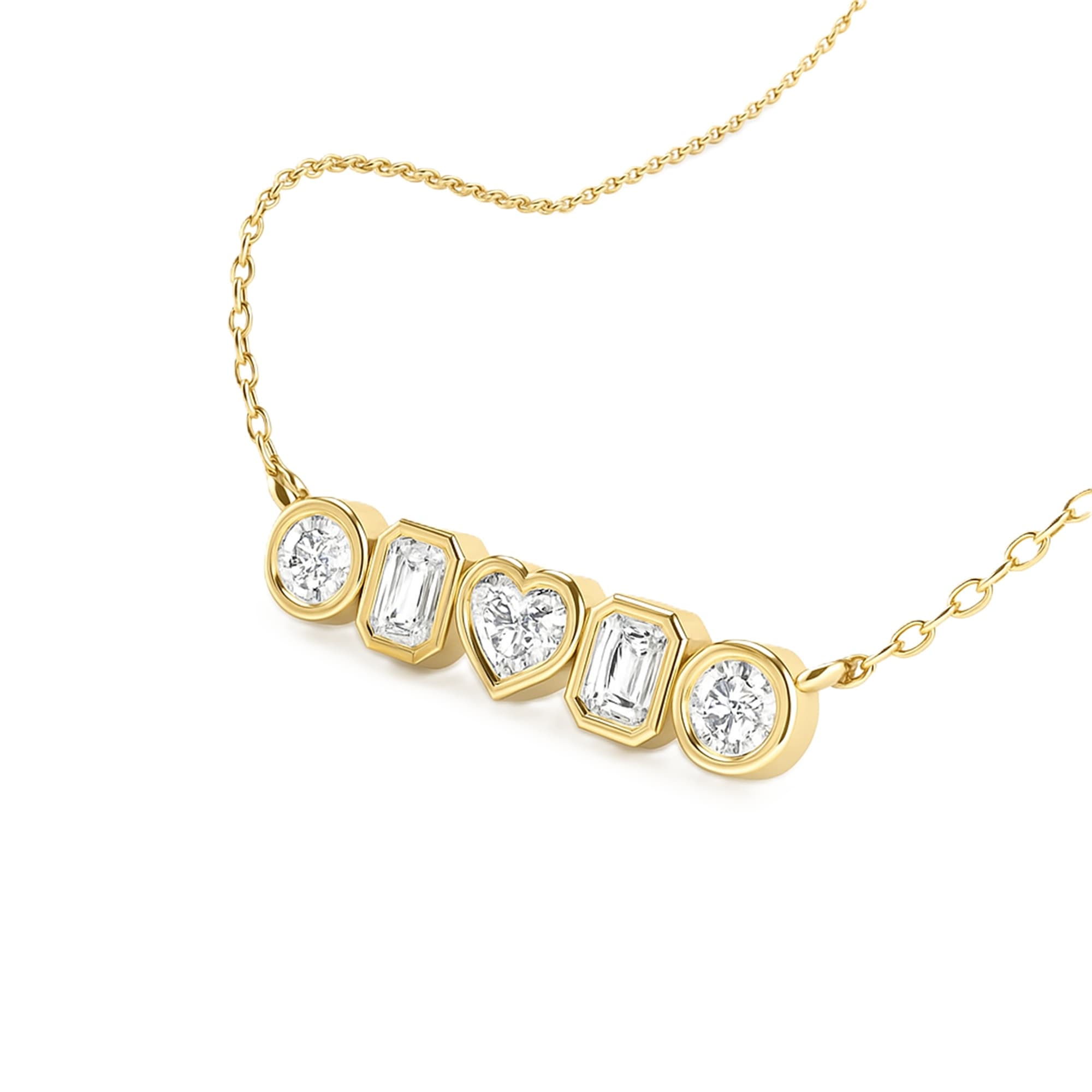 LGD Multi-Shape Bar Pendant w/ Chain (1 1/4 ct. tw.), Top view in yellow gold