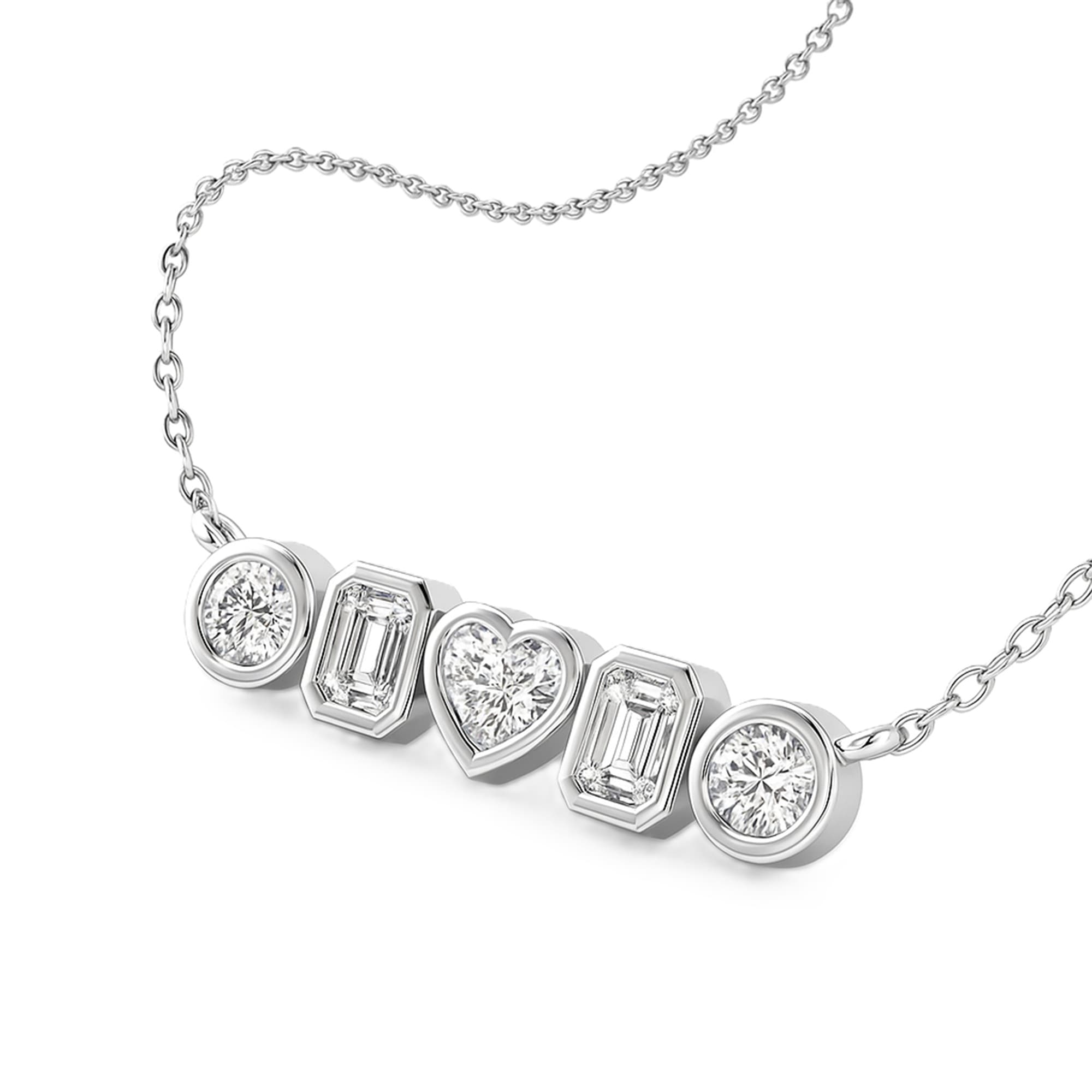 LGD Multi-Shape Bar Pendant w/ Chain (1 1/4 ct. tw.), Top view in white gold or platinum