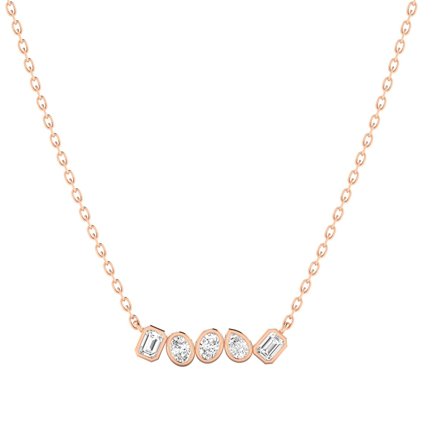 LGD Multi-Shape Bar Pendant w/ Chain (1 ct. tw.), Front view in rose gold