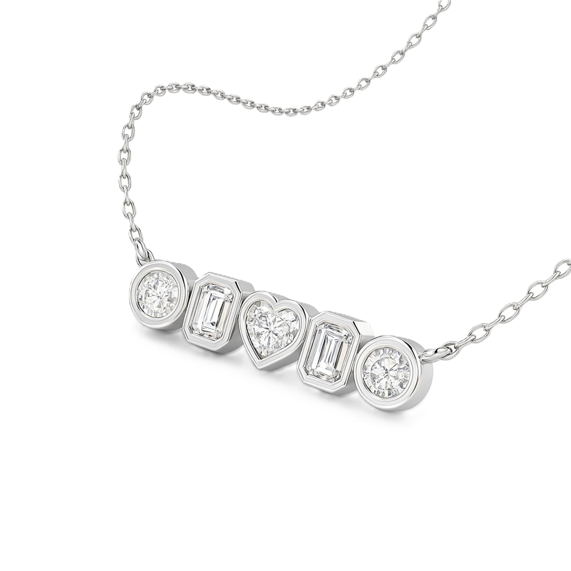 LGD Multi-Shape Bar Pendant w/ Chain (1 ct. tw.), On hand view in white gold or platinum