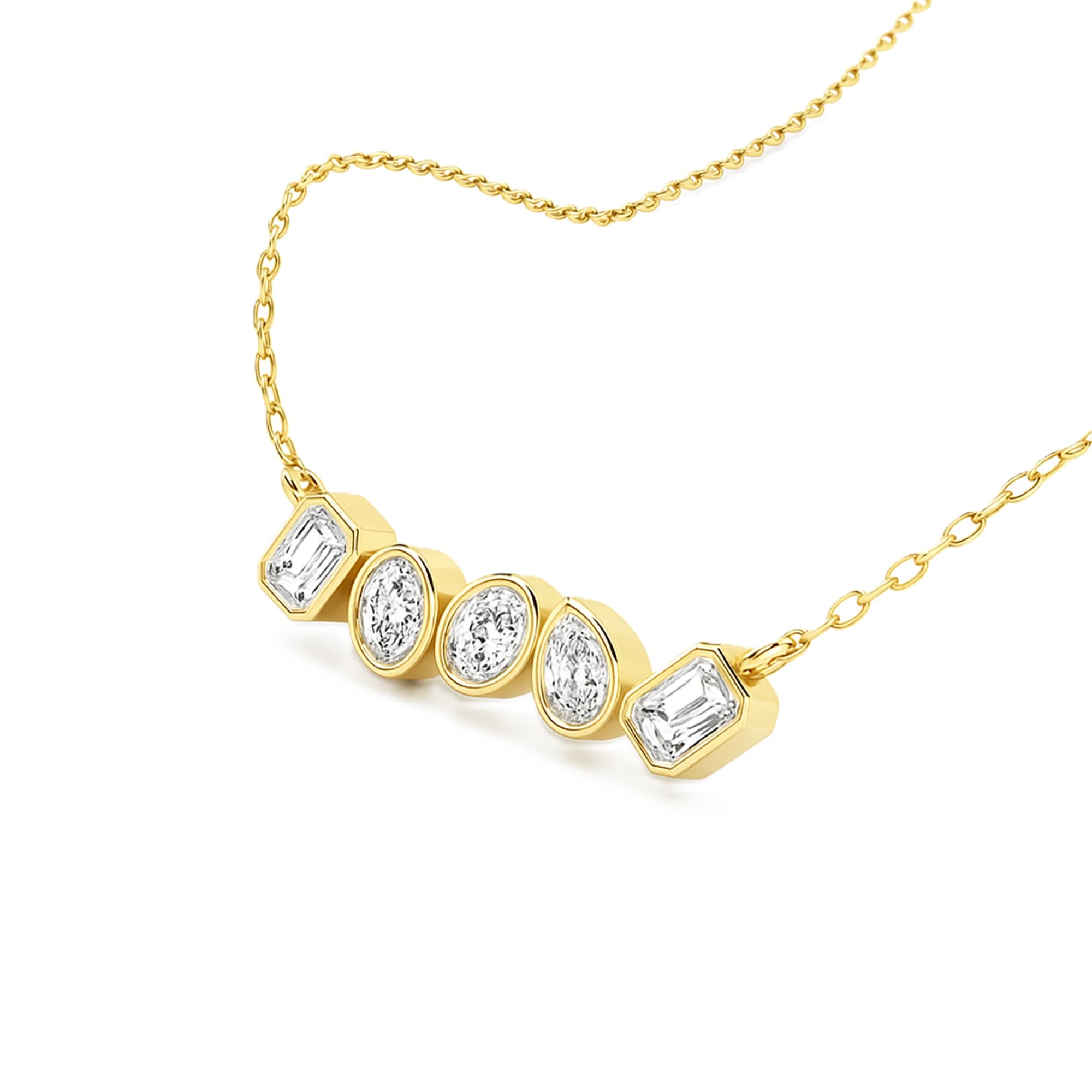 LGD Multi-Shape Bar Pendant w/ Chain (1 ct. tw.), Top view in yellow gold